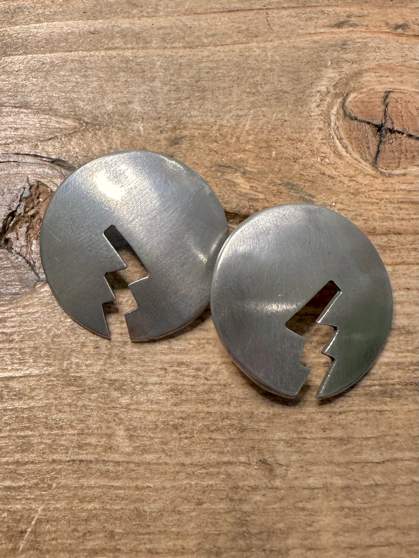 Abstract Circle Zig Zag 925 Silver 925 Silver Stud Earrings