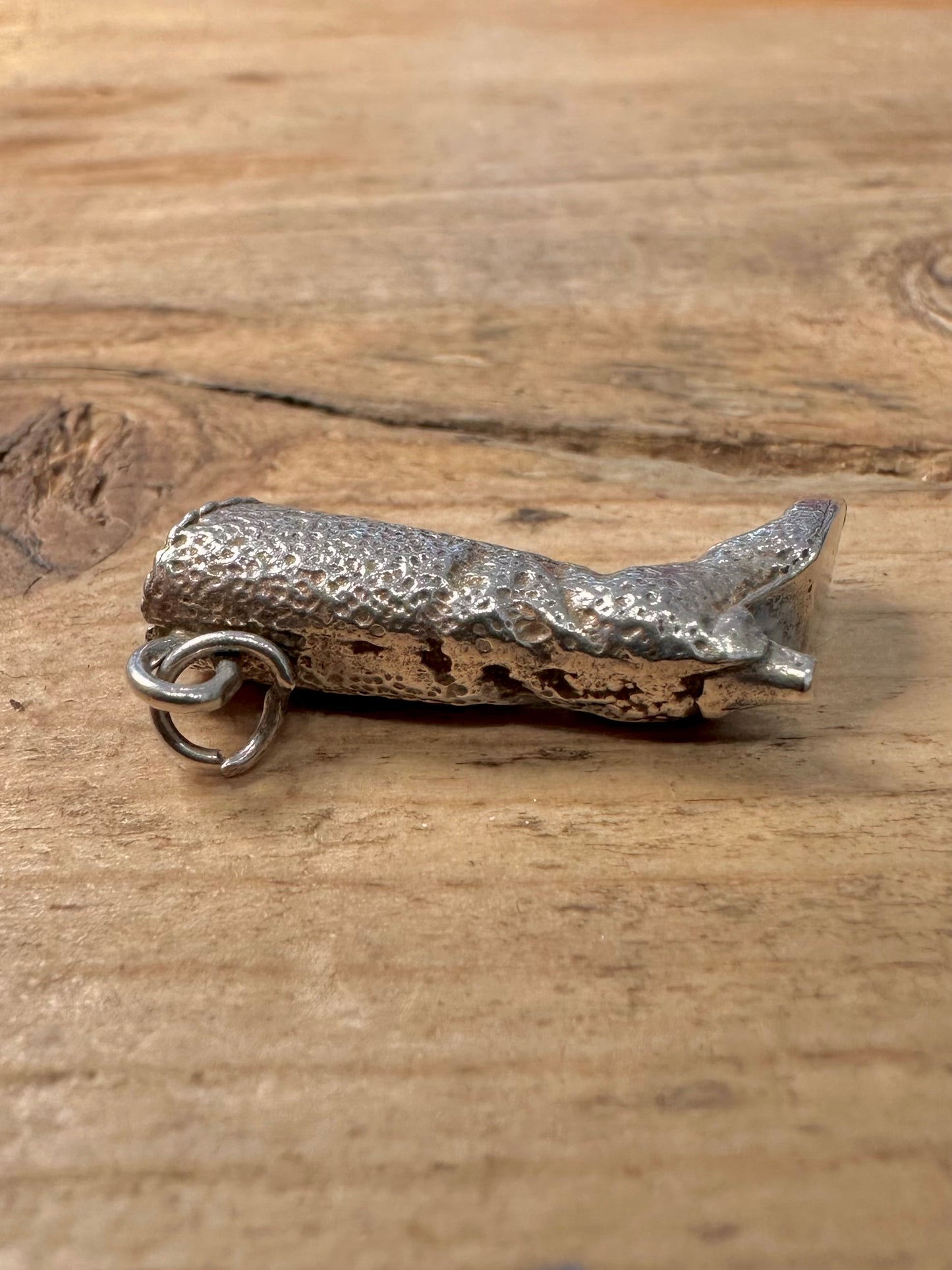 Vintage Textured Boot 925 Silver Charm Pendant