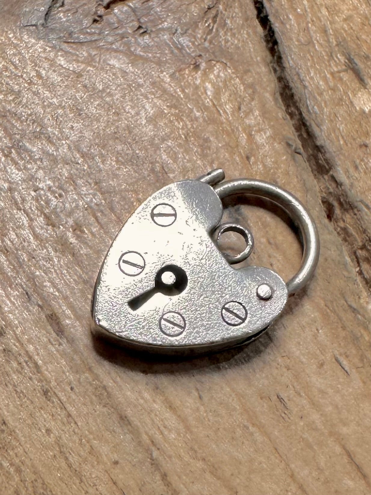 Vintage Heart Padlock 925 Silver Pendant