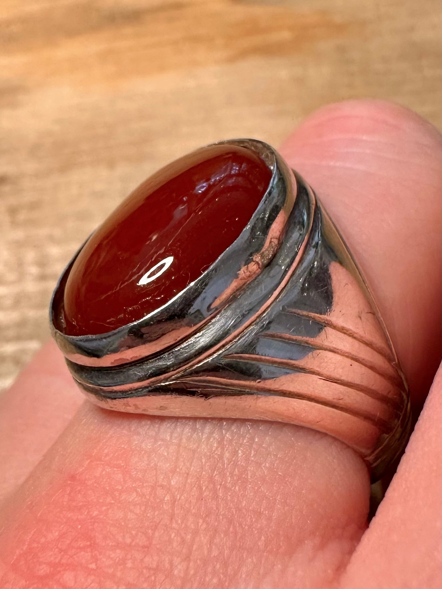 Vintage Carnelian Large 925 Silver Size W Ring