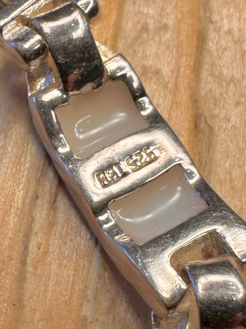 Modern Mother of Pearl Bar 925 Sterling Silver 7 inch Bracelet