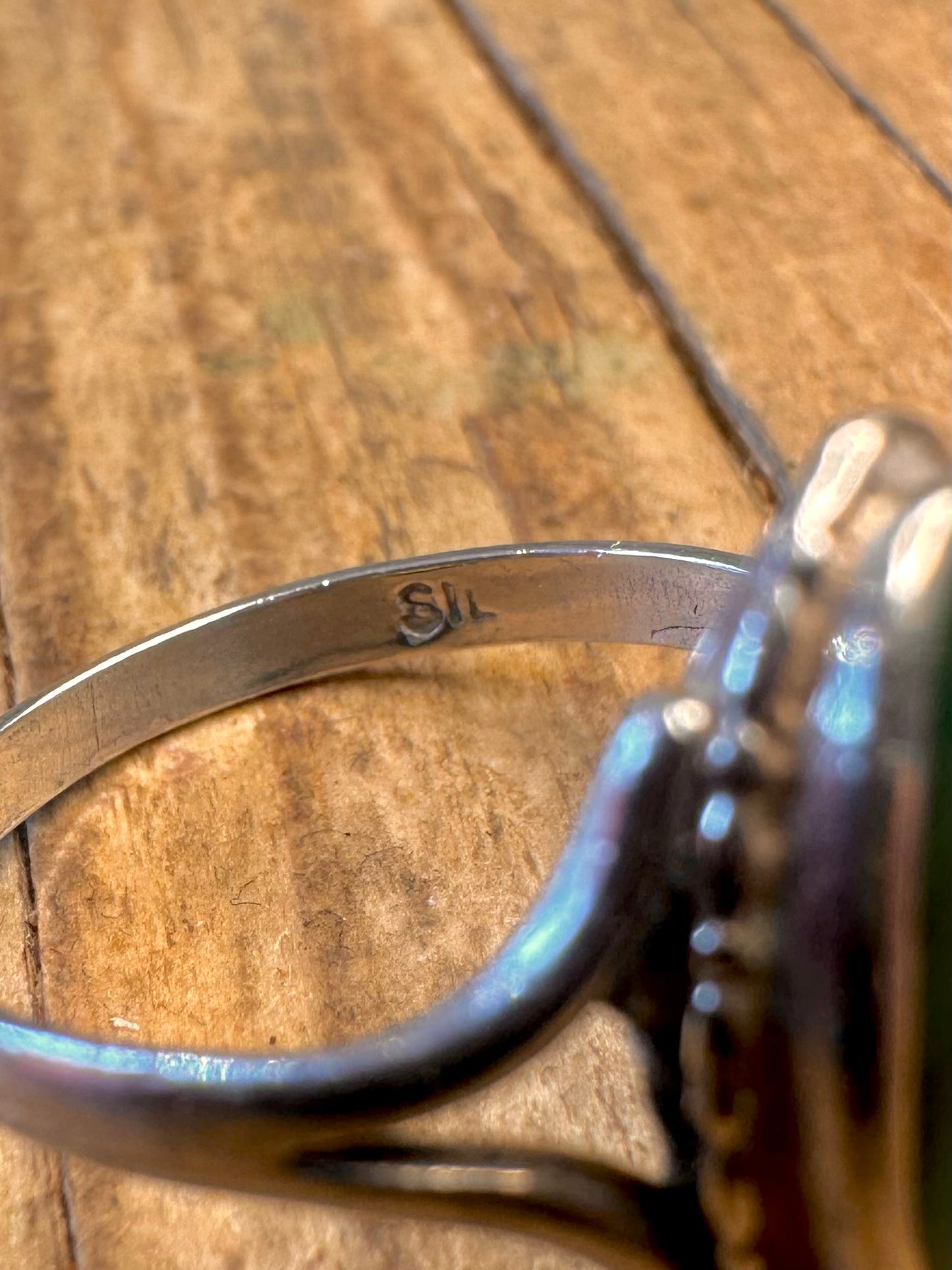 Ovaler Malachit 925er Sterling Silber Ring Größe P1/2