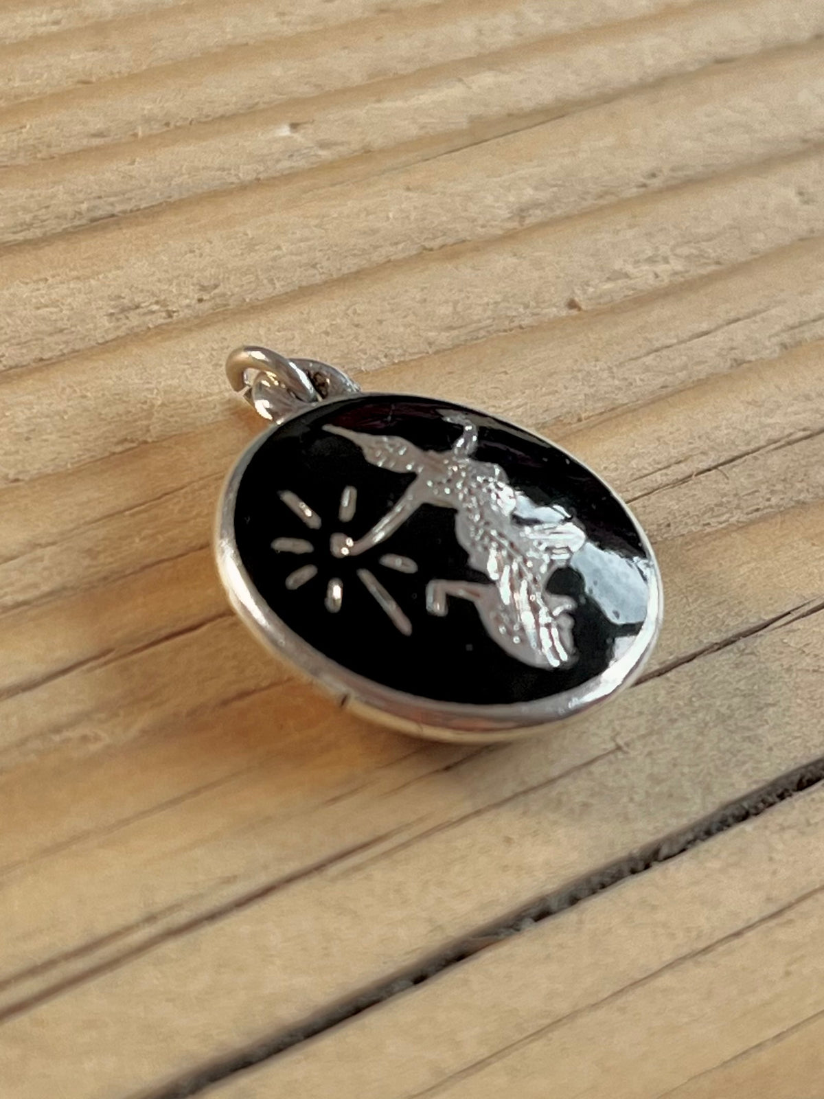 Siam Circle Reversible Black and White 925 Sterling Silver Pendant