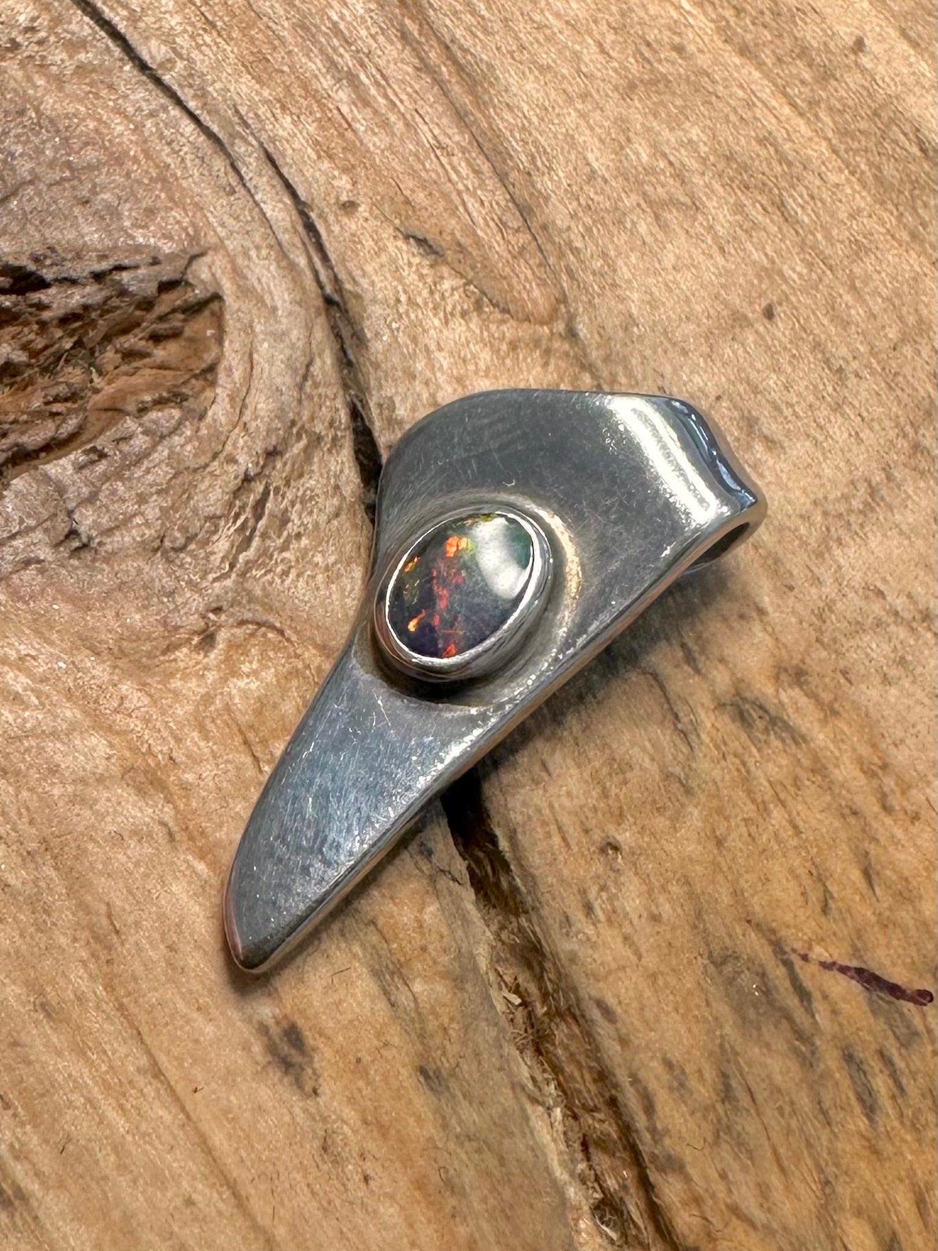Abstract Blue Opal 925 Silver Pendant
