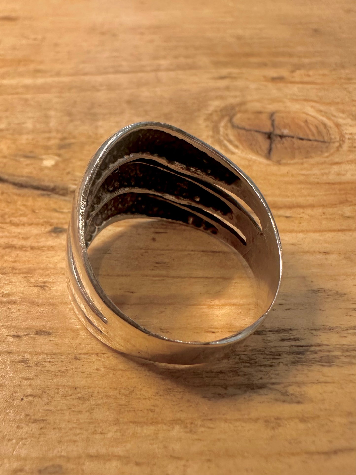 Abstract Layering 925 Silver Size W Ring