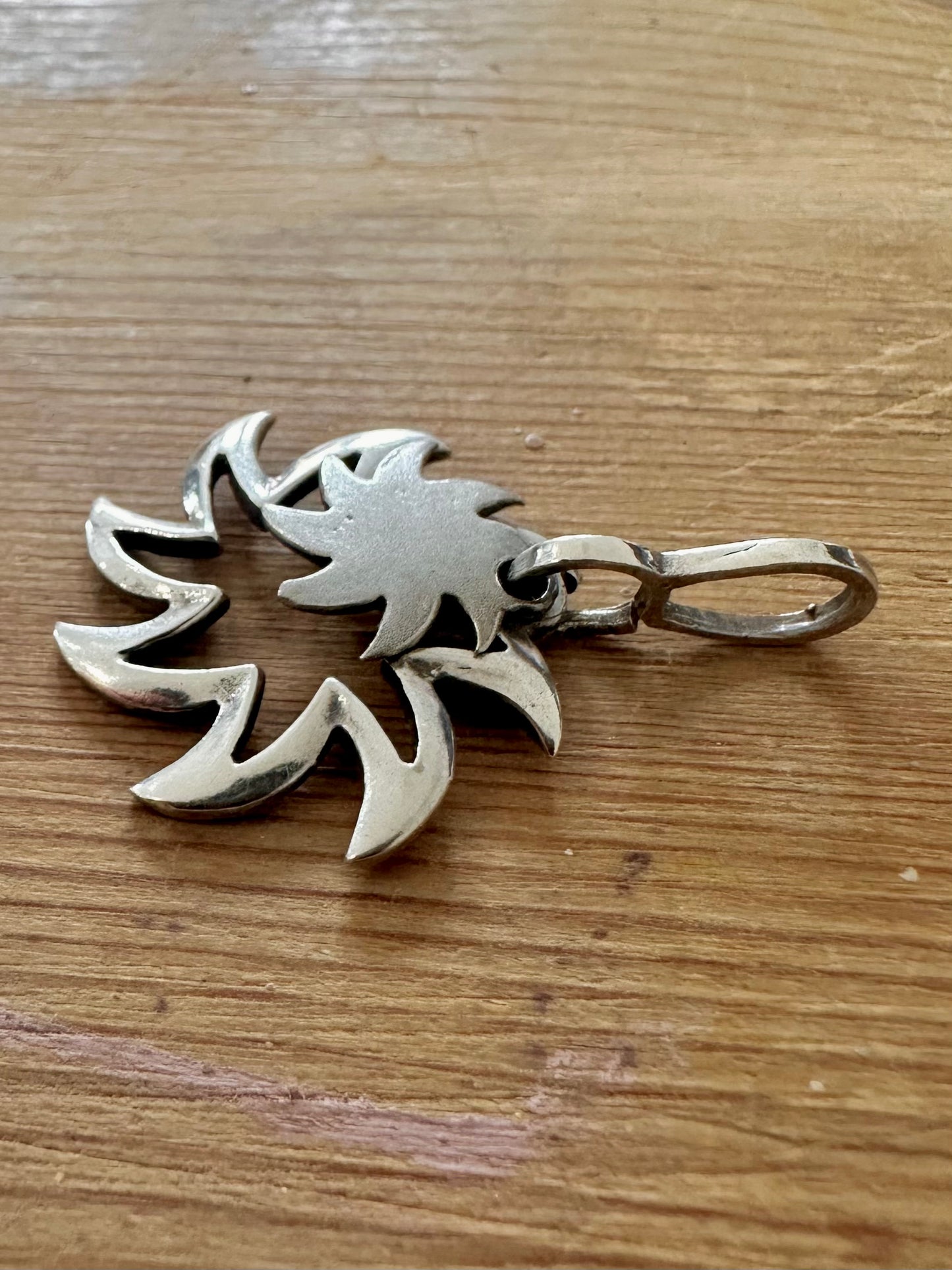 Vintage Double Spiky Swirl 925 Silver Pendant
