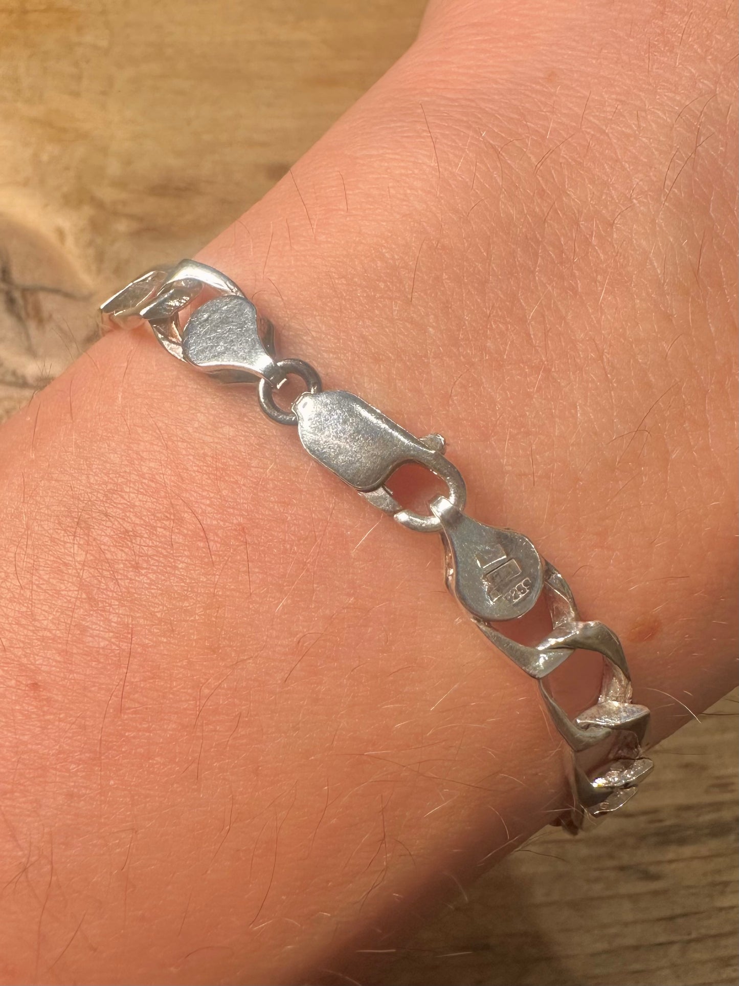 Vintage Curb Chain Italy 925 Silver 7.4 inch Bracelet