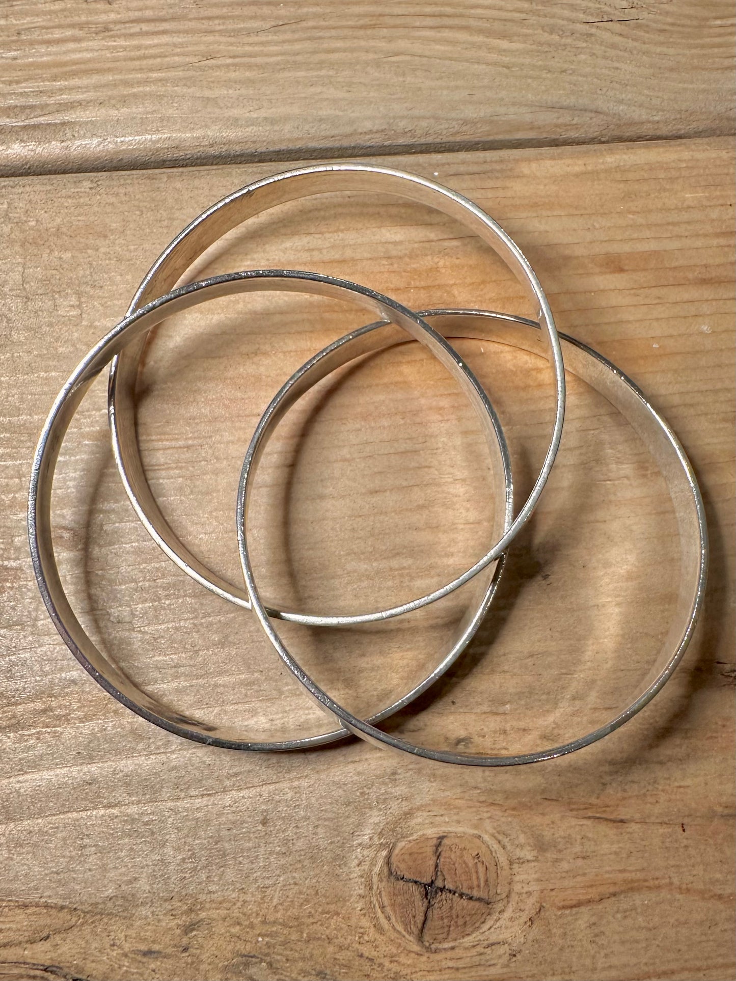 Vintage Chunky Three Band 925 Silver Bangle