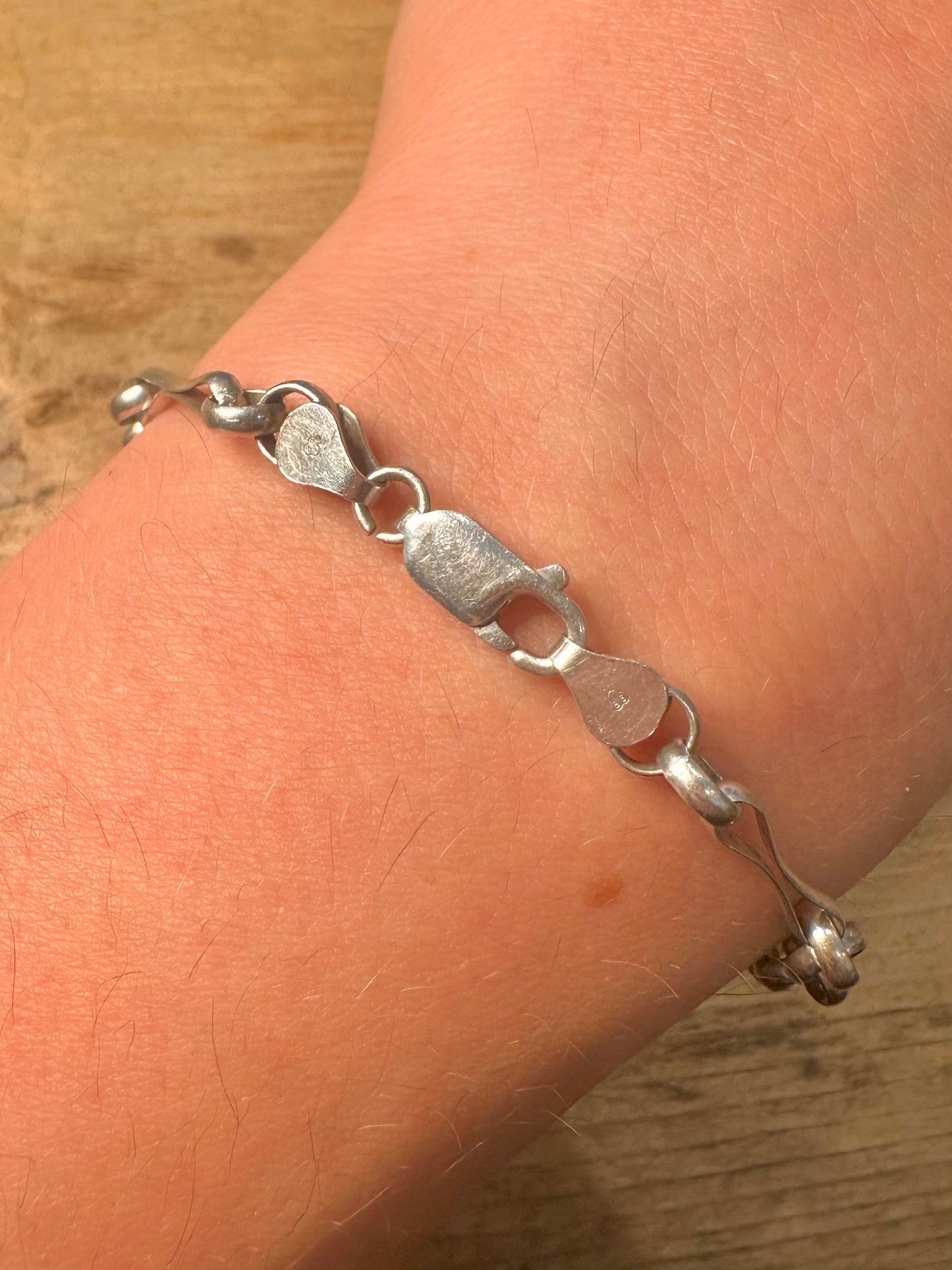Vintage Belcher and Bar Link Italy 925 Silver 7.8 inch Bracelet