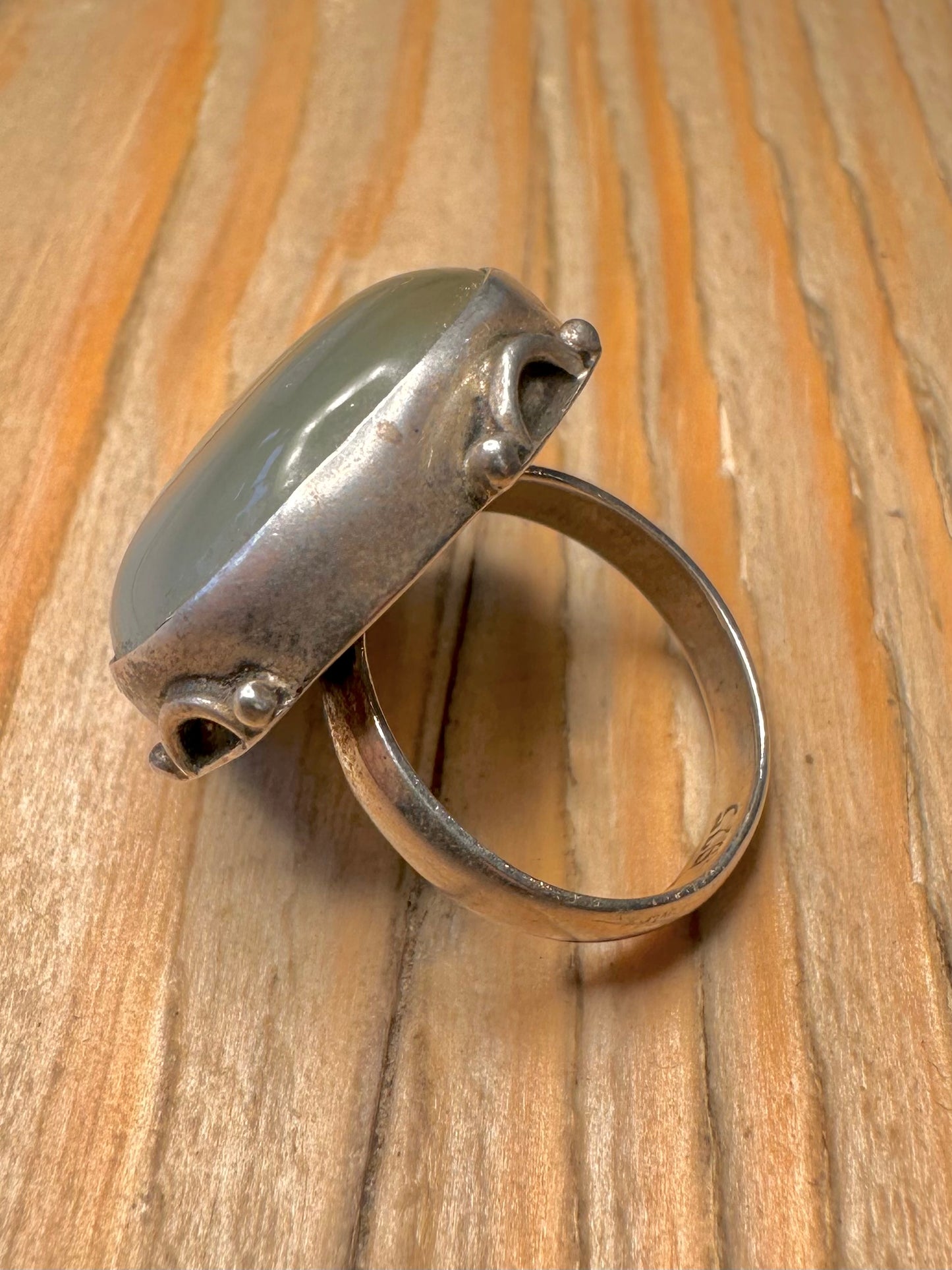 Vintage Prehnite Circle 925 Sterling Silver Size O Ring