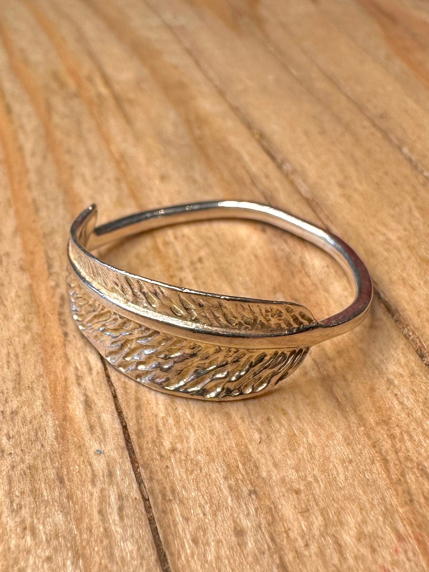 Abstract Leaf Band 925 Sterling Silver Size Q Ring