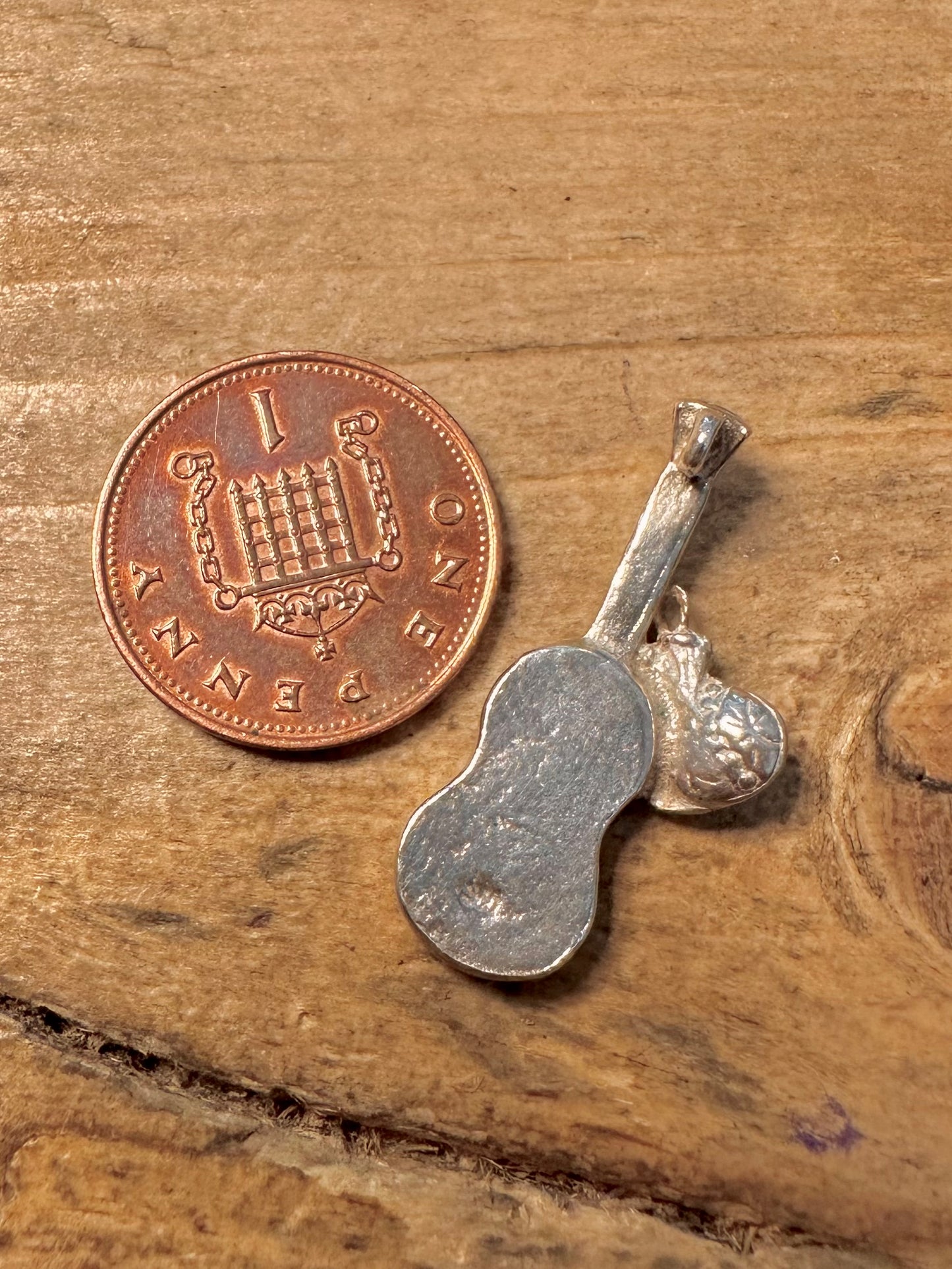 Vintage Guitar 925 Silver Charm Pendant
