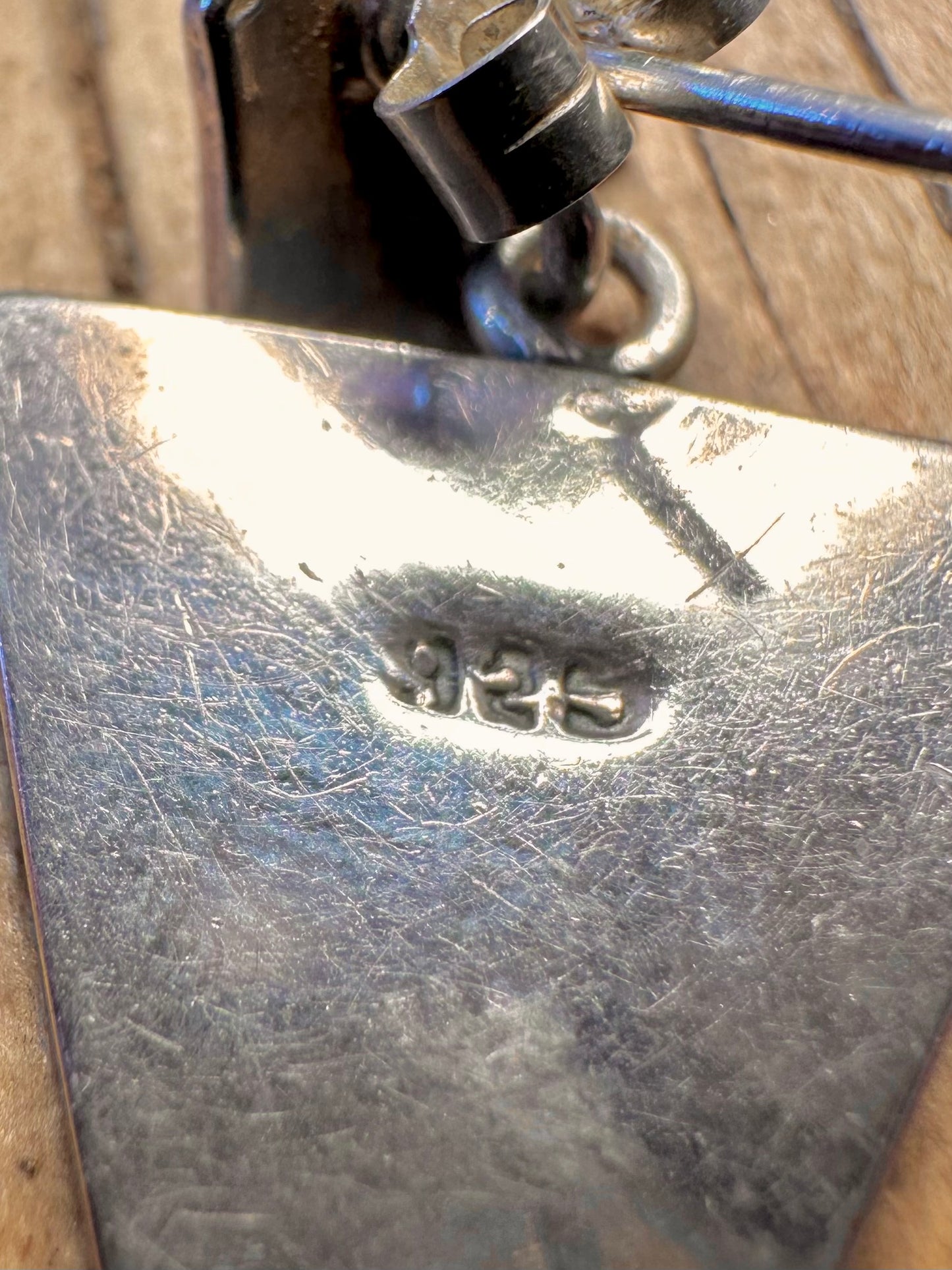 Abstrakte Dreieck Strukturierte 925 Sterling Silber Ohrringe