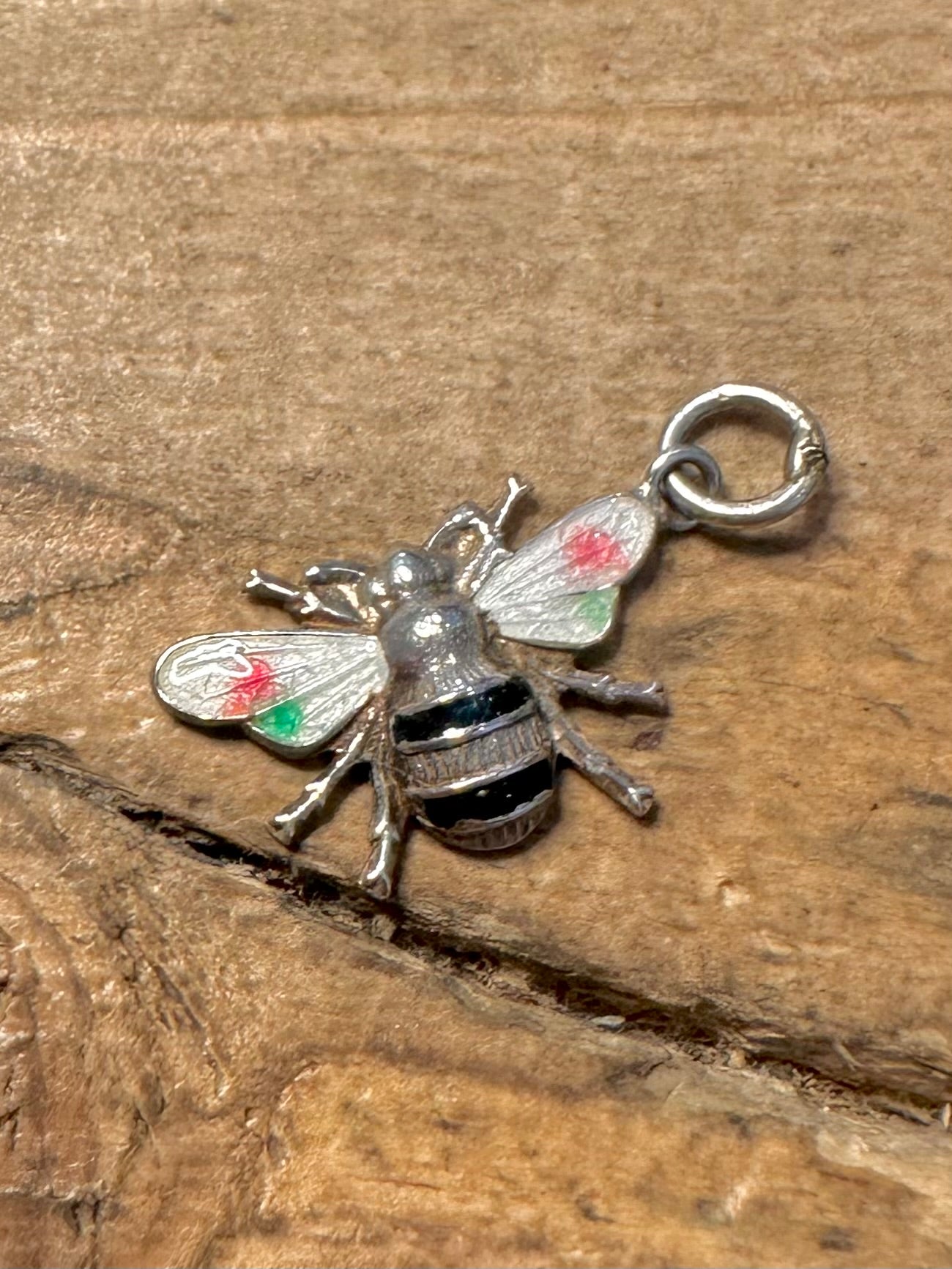 Vintage Bee with Enamel Wings 925 Silver Pendant