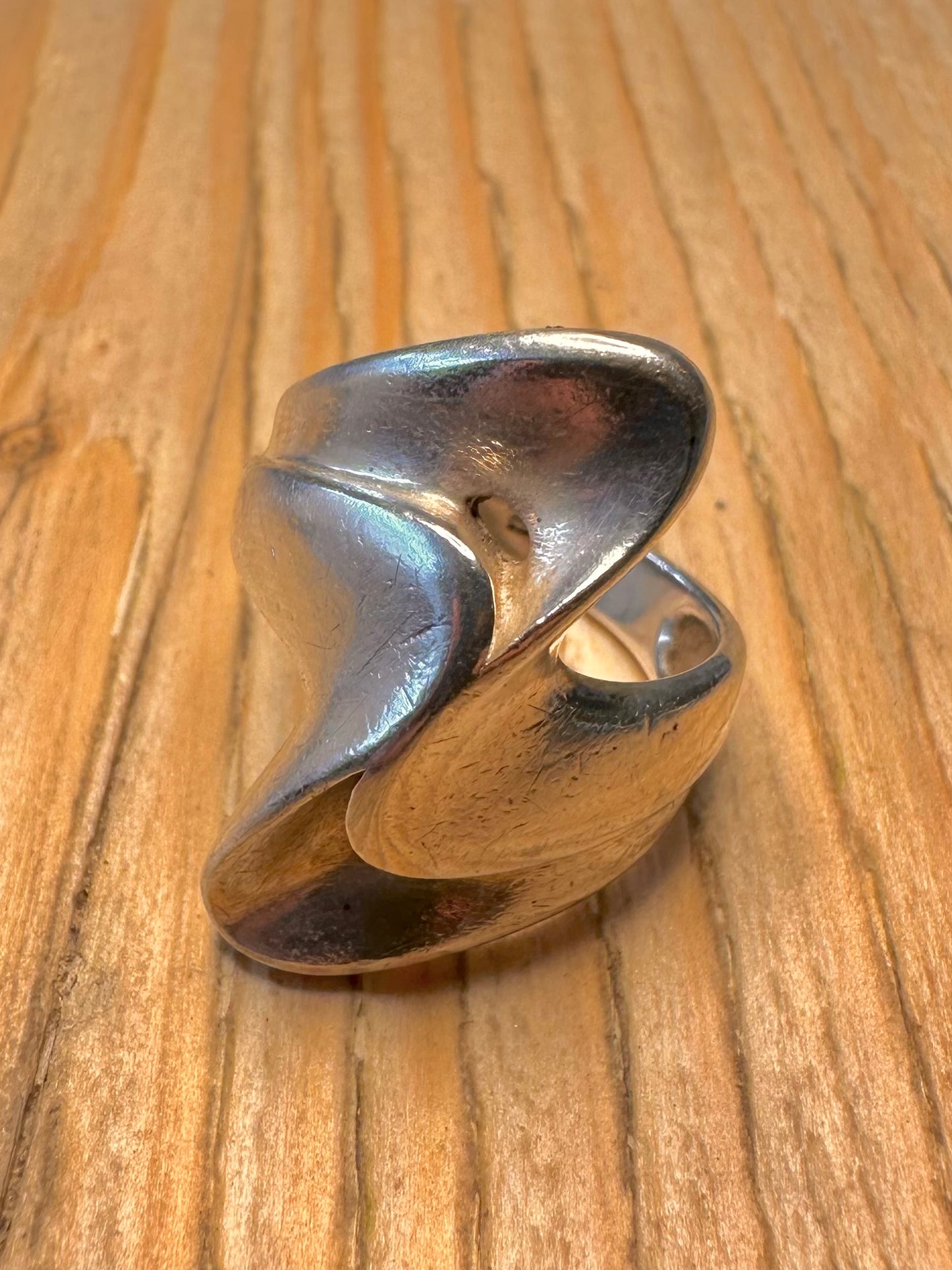 Abstract Wavy 925 Sterling Silver Size O Ring