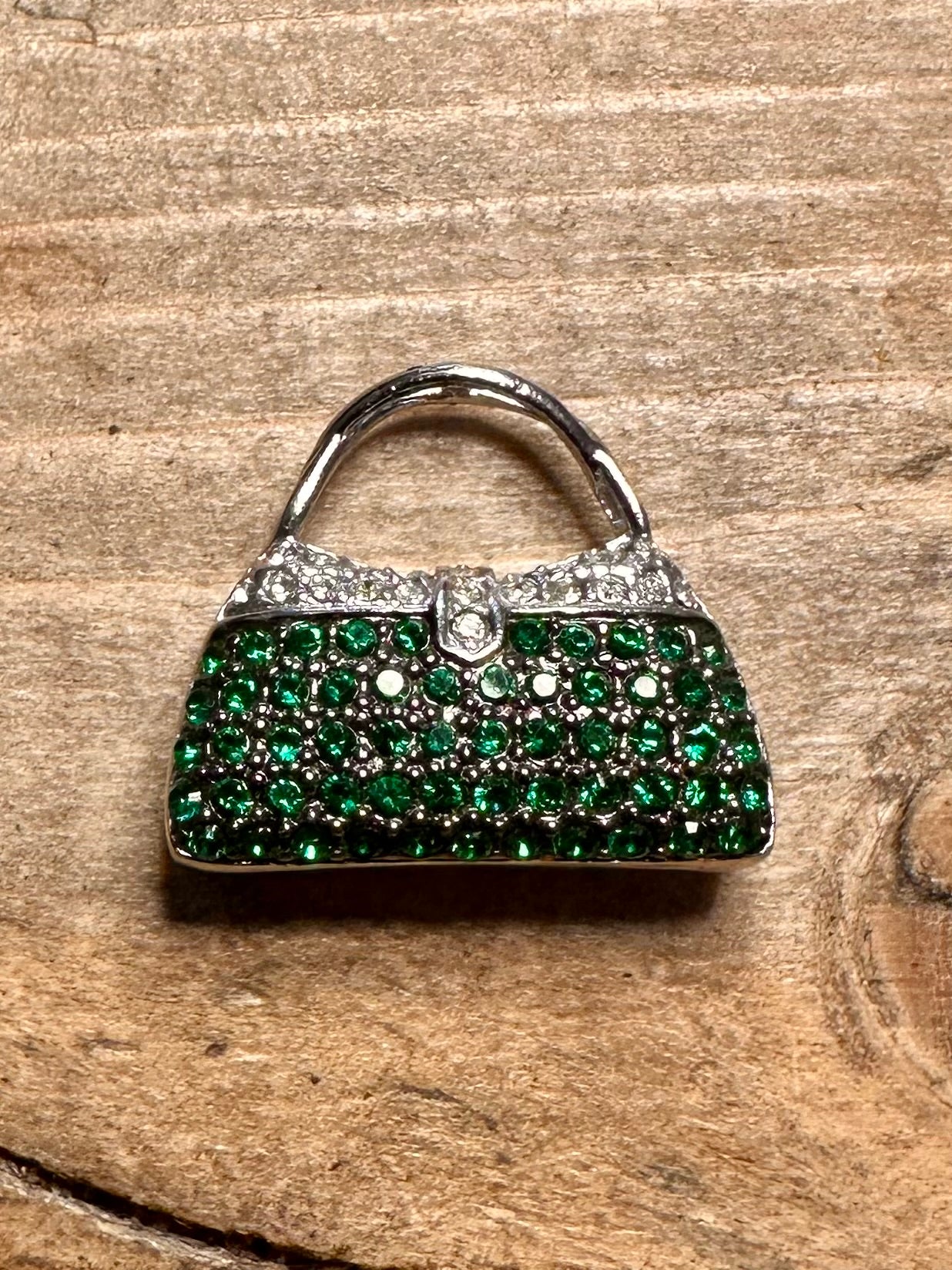 Modern Green and White Gemstone Handbag 925 Silver Pendant