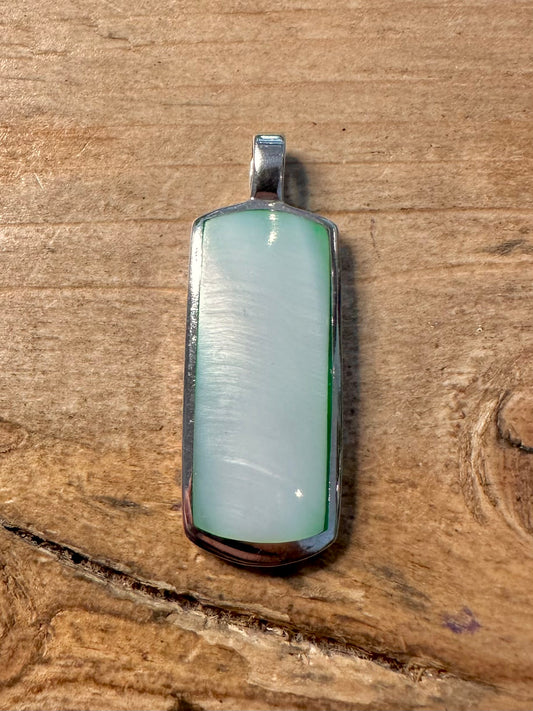 Modern Blue Mother of Pearl 925 Silver Pendant