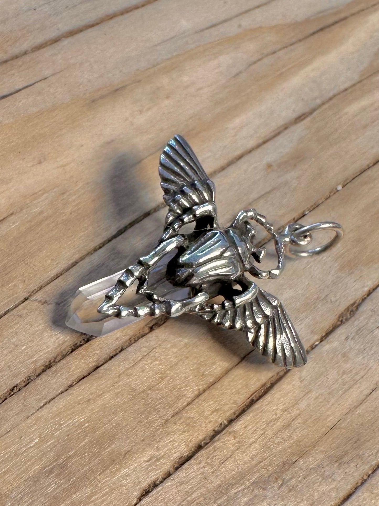 Vintage Scarab Quarts 925 Silver Pendant