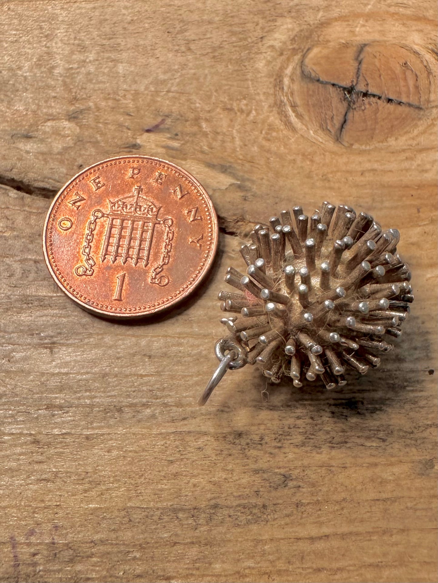 Vintage Hedgehog 925 Silver Charm Pendant