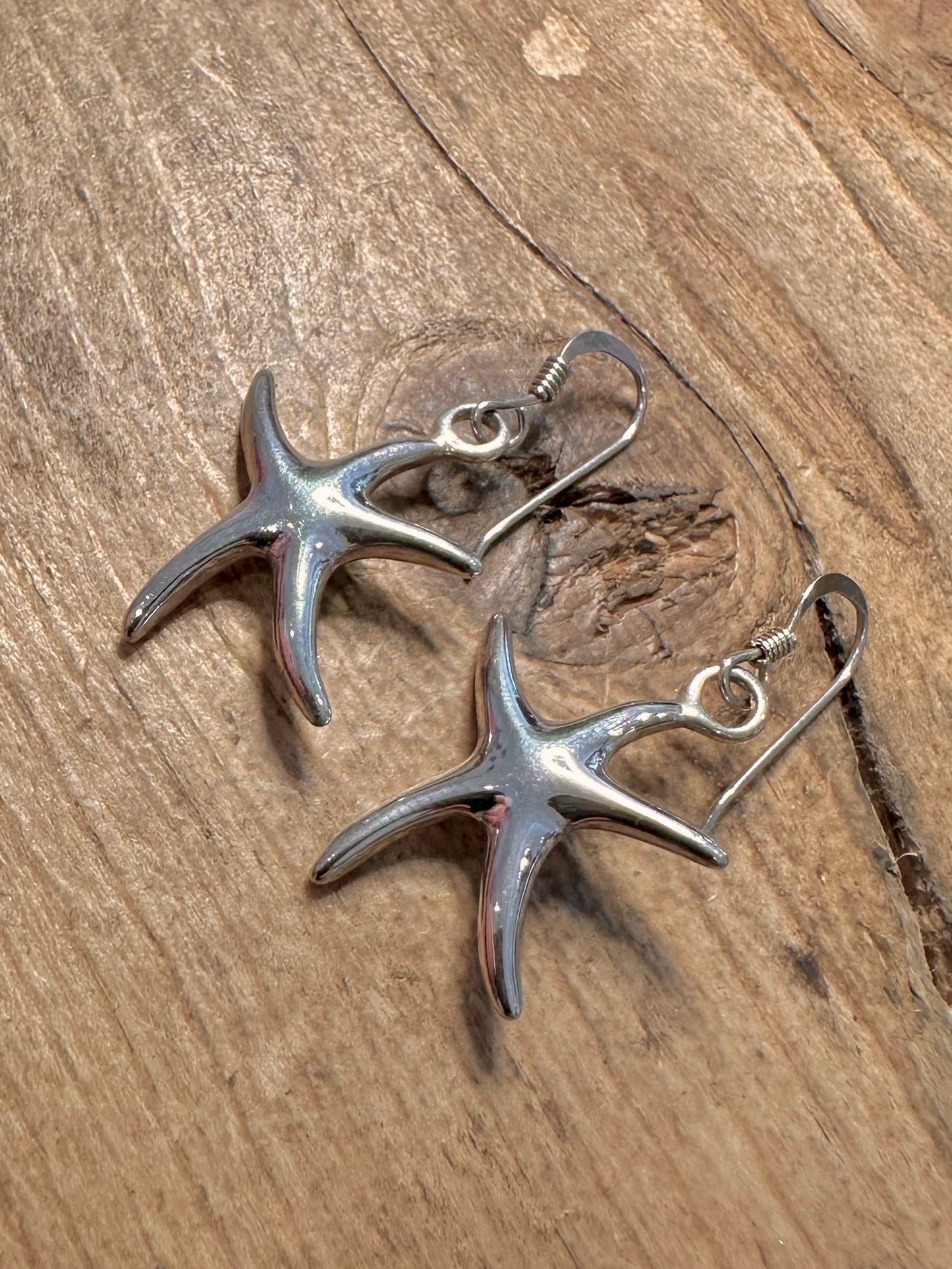 Modernist Star Fish 925 Silver Earring
