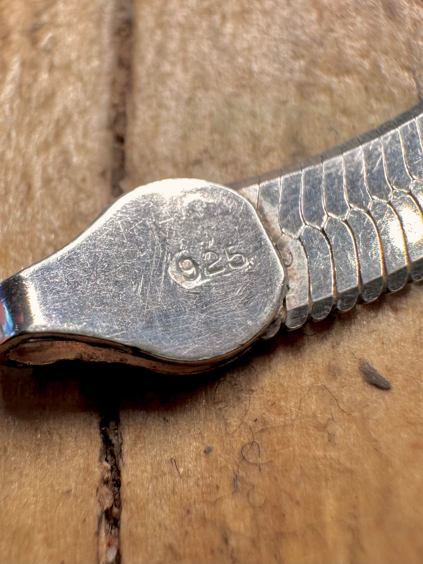 Vintage Fischgrätflacharmband aus 925er Sterlingsilber, 19 cm