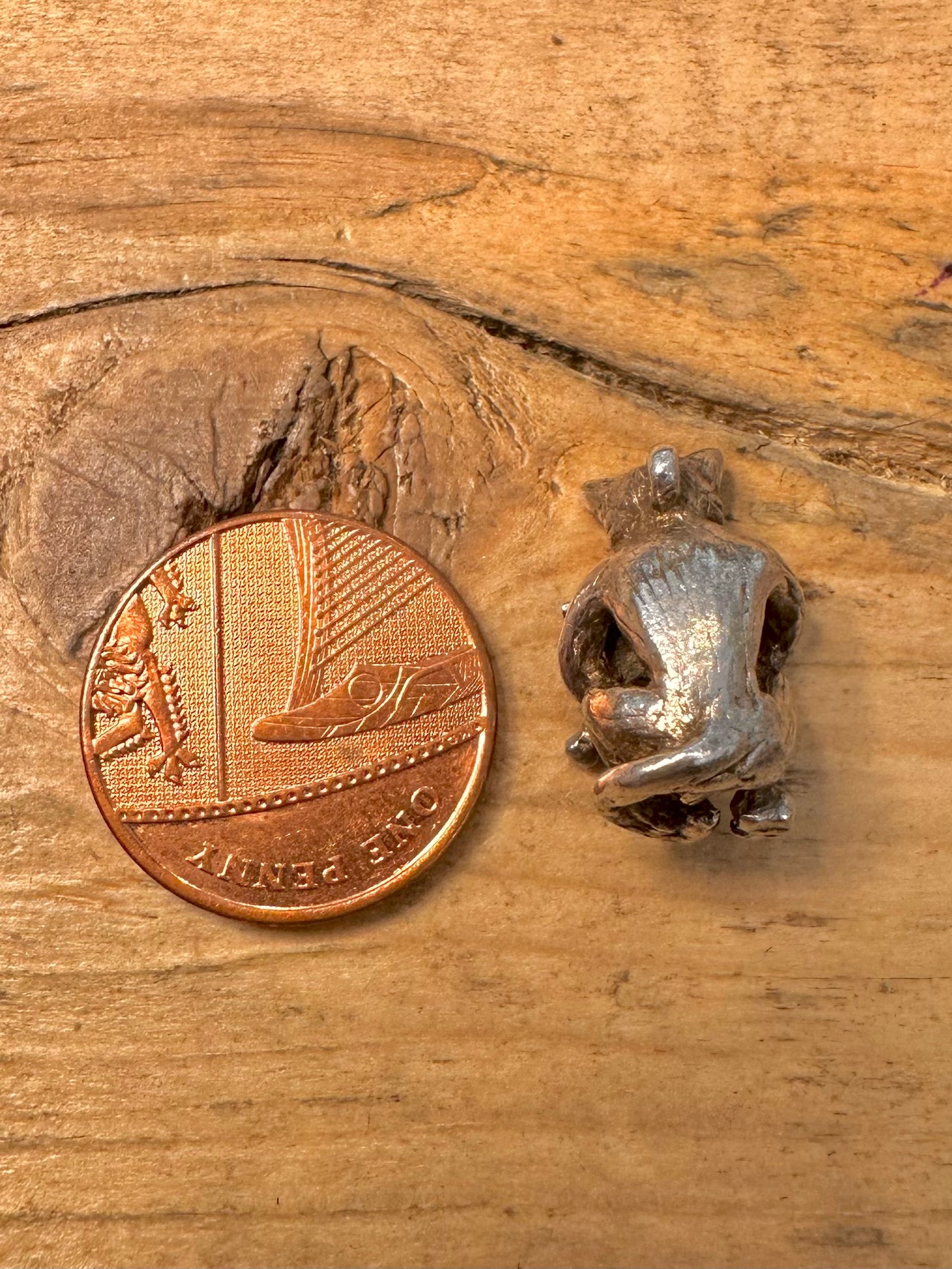Vintage Cat Playing the Fiddle 925 Silver Pendant