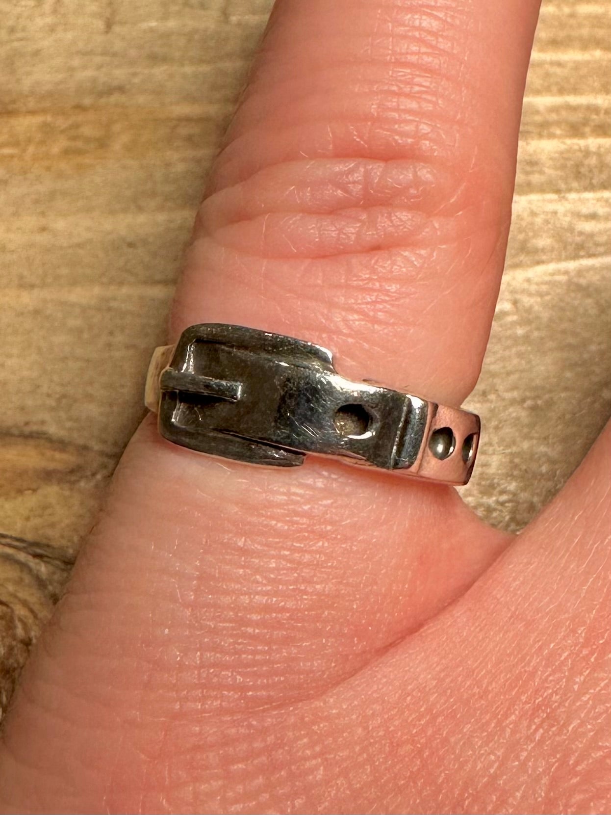 Vintage Buckle 925 Silver Size K Ring