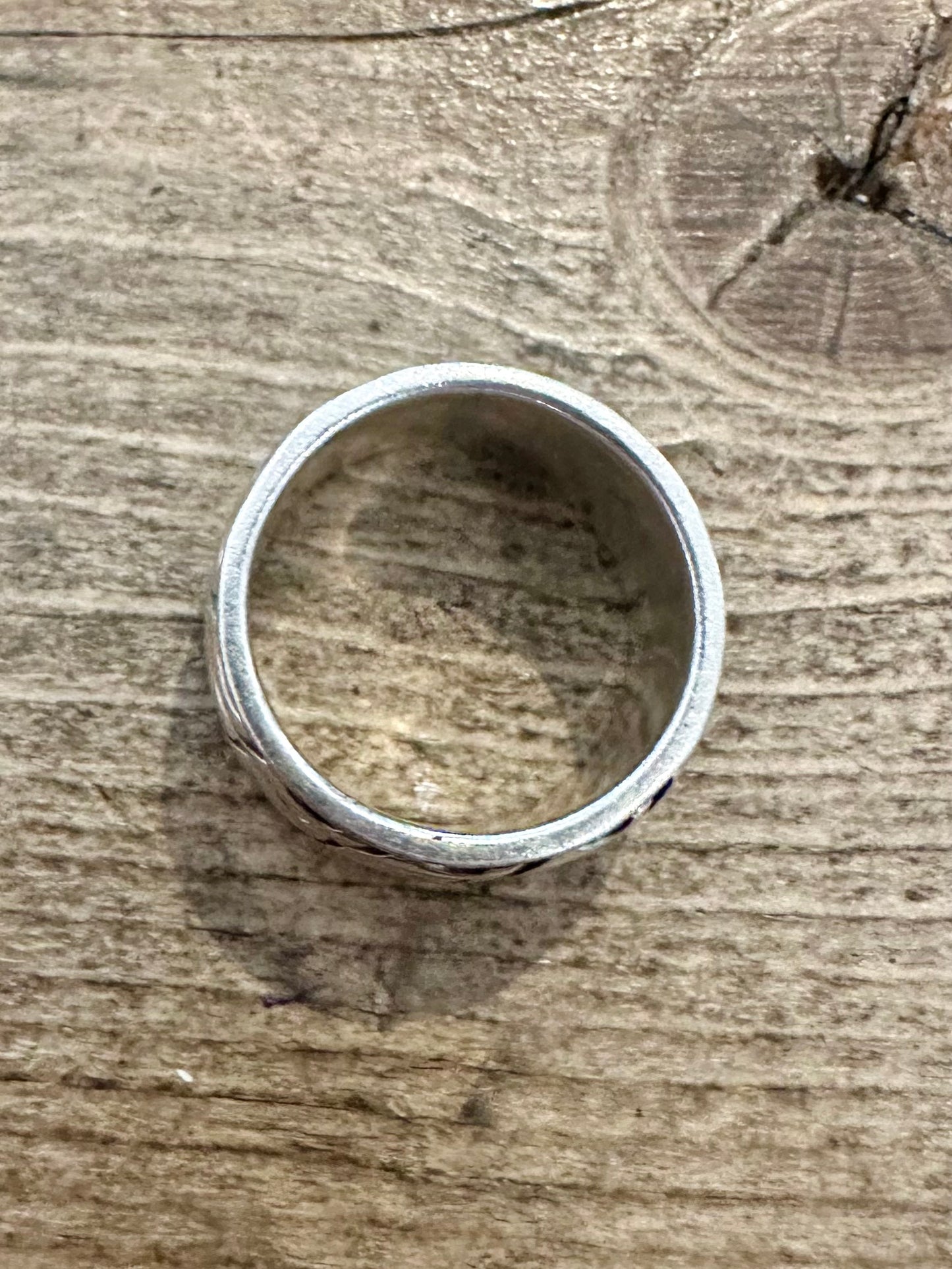 Vintage Wavy Double Spinner 925 Silver Size P Ring