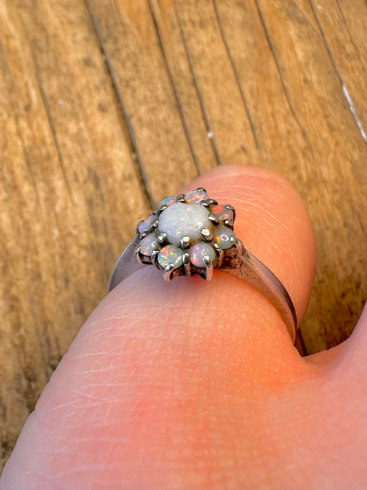 Opal Cluster 925 Sterling Silver Size L Ring