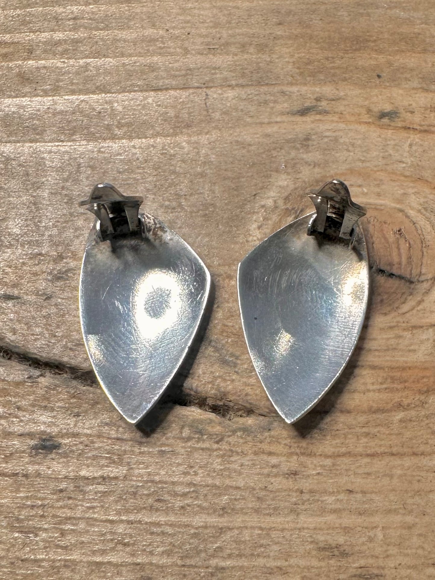 Vintage Black Spike Shaped 925 Silver Clip On Earrings