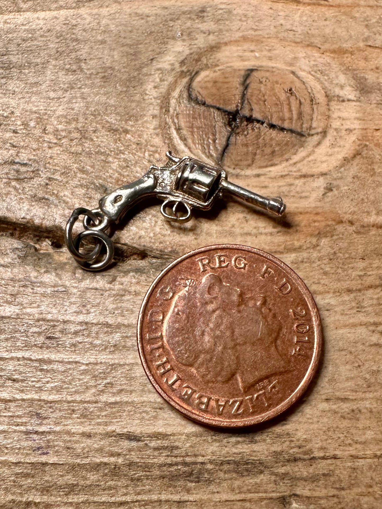 Vintage Revolver 925 Silver Charm Pendant