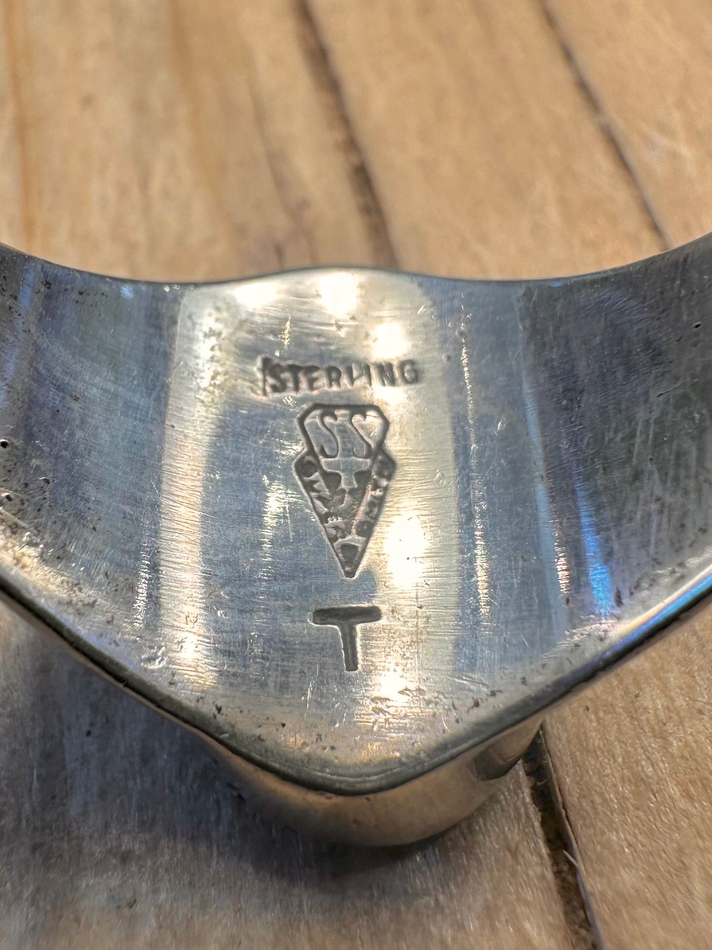 Vintage Native American Mosaic Inlay Signet 925 Sterling Silver Maker SS Size Z+3 1/2 Ring