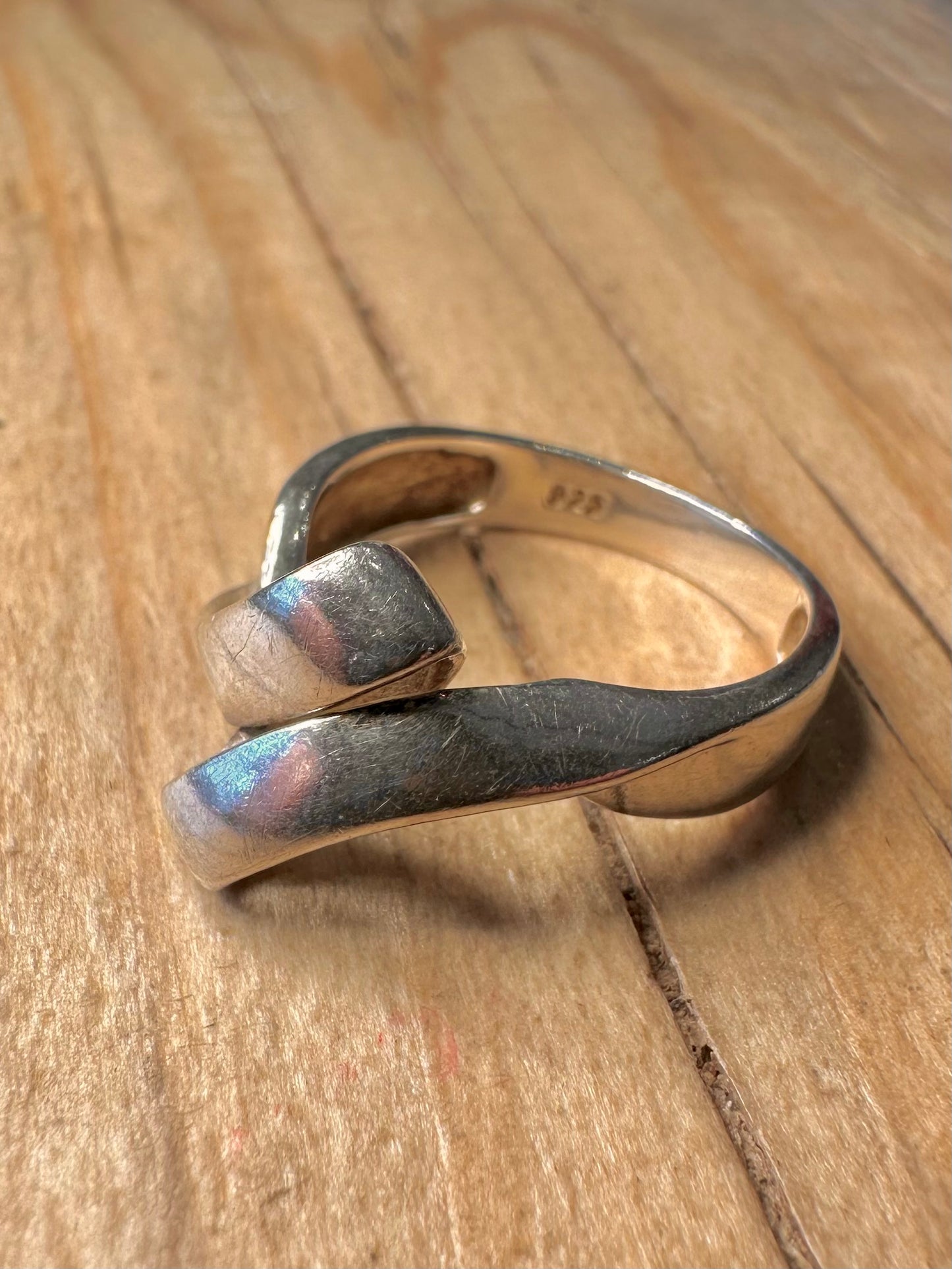 Abstract Twisted 925 Sterling Silver Size N Ring