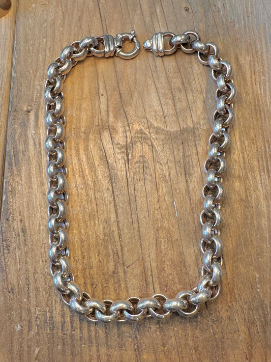 Chunky Belcher Chain Large Clasp 925 Sterling Silver 19.5 inch Necklace