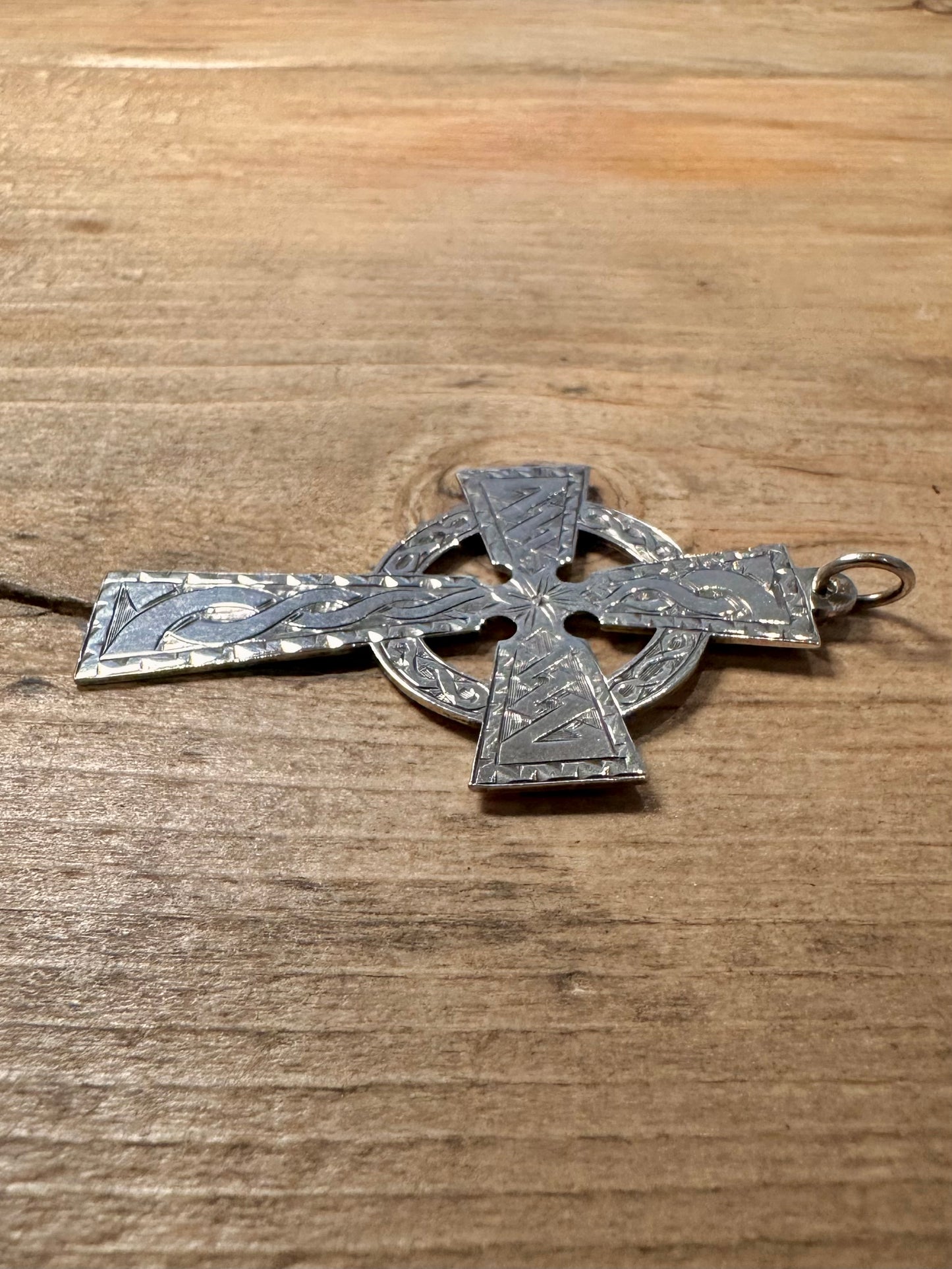 Vintage Large Celtic Engraved 925 Silver Pendant