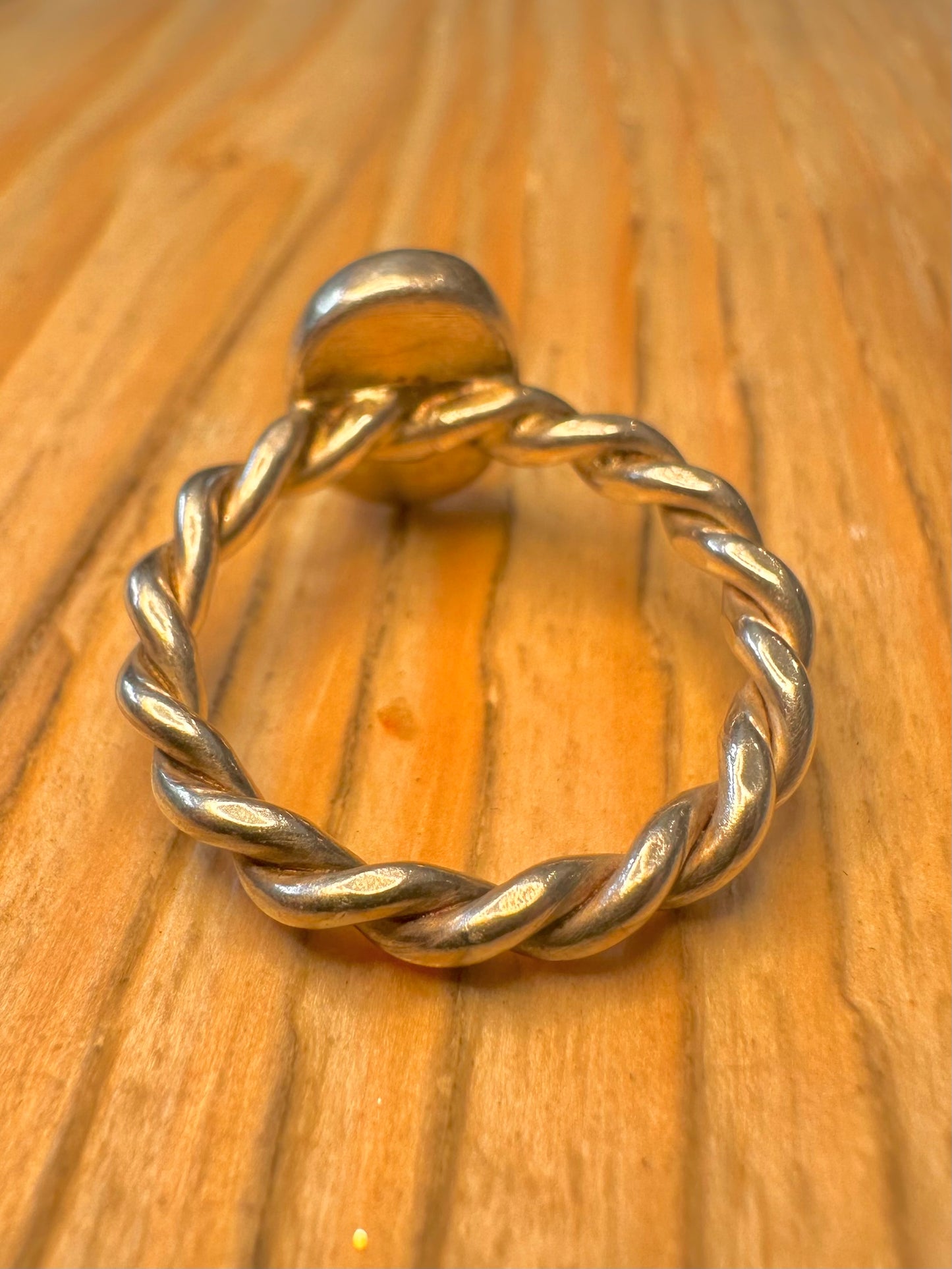 Vintage Turquoise Twisted 925 Silver Size K1/2 Ring