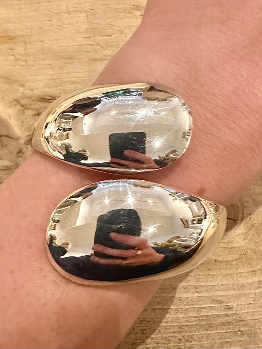 Abstract Chunky Overlapping Opening Hinged Heavy 925 Silver Edinburgh Bangle