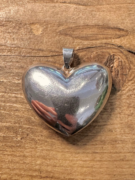 Modern Chunky Puff Heart 925 Silver Pendant