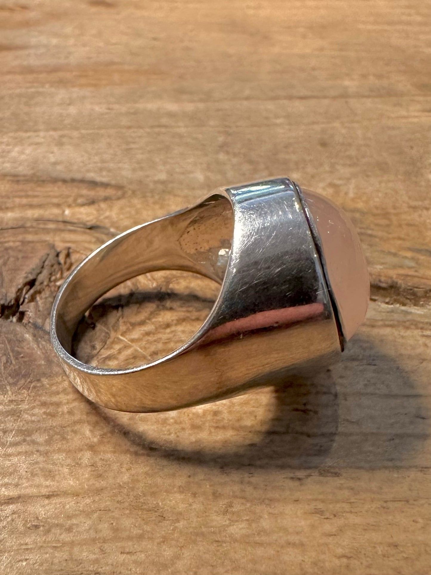 Vintage 1976 Rose Quarts 925 Silver Size P Ring