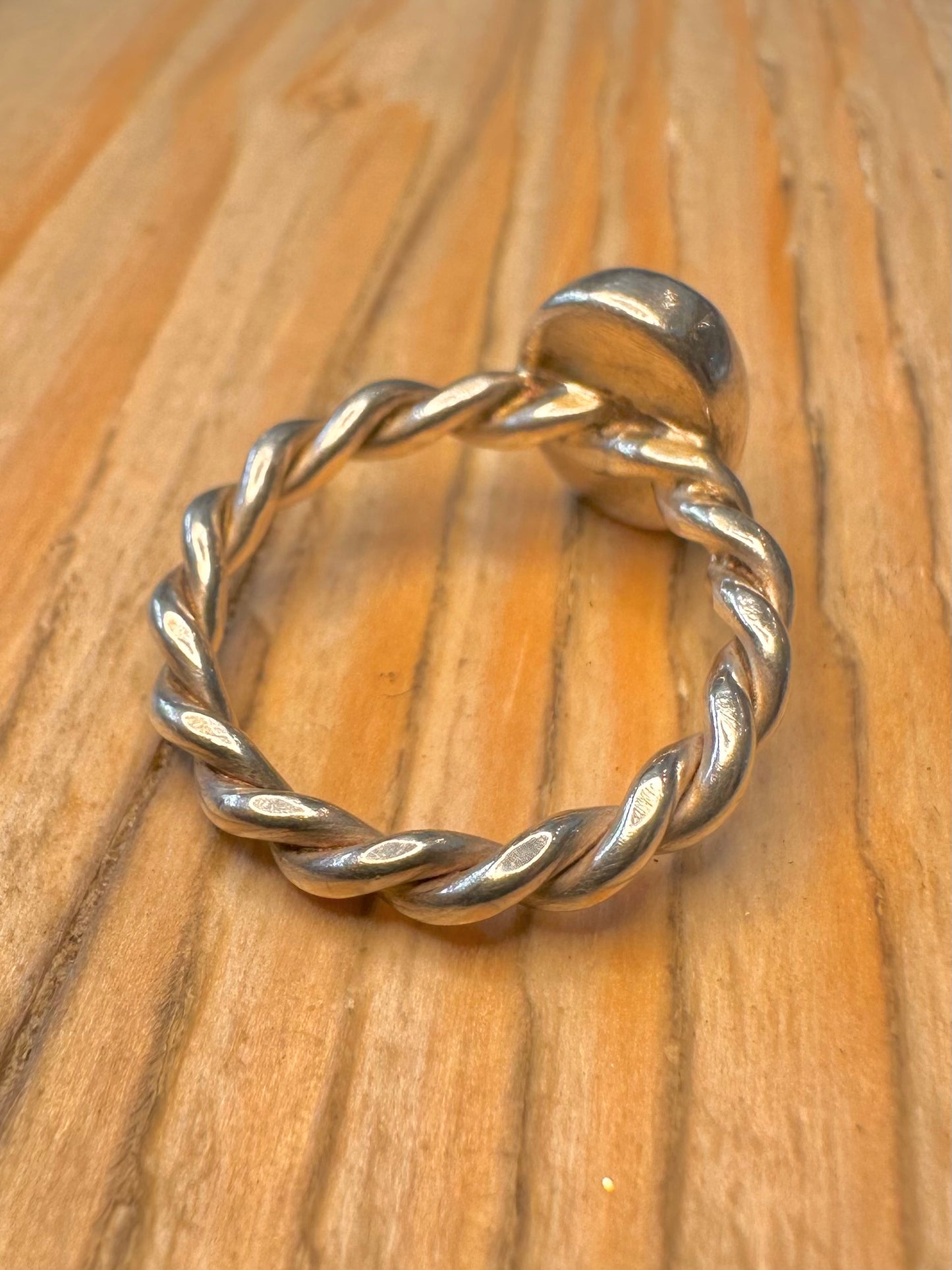 Vintage Turquoise Twisted 925 Silver Size K1/2 Ring