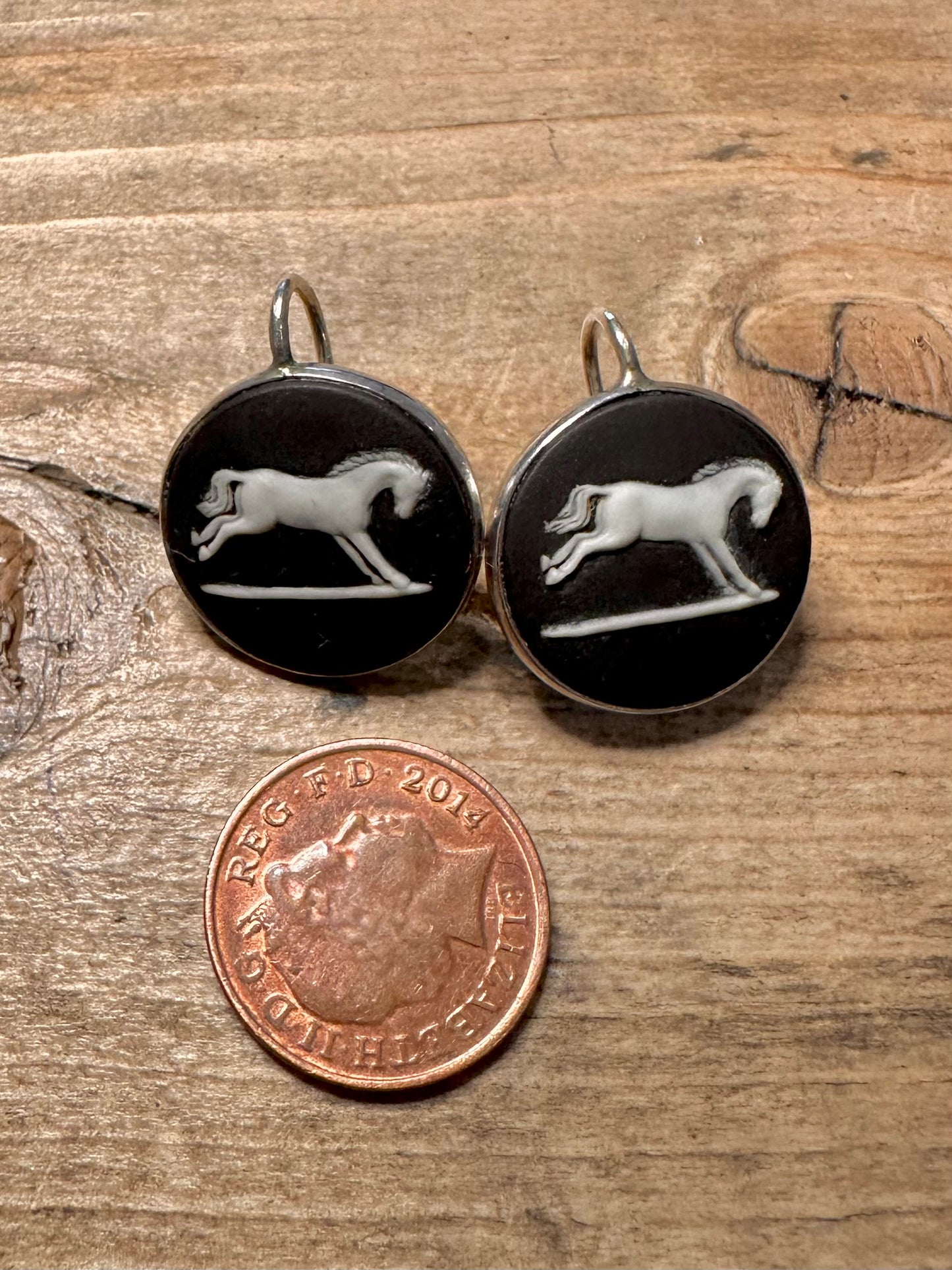 Vintage 1957 Wedgewood Horse Chester 925 Silver Earrings