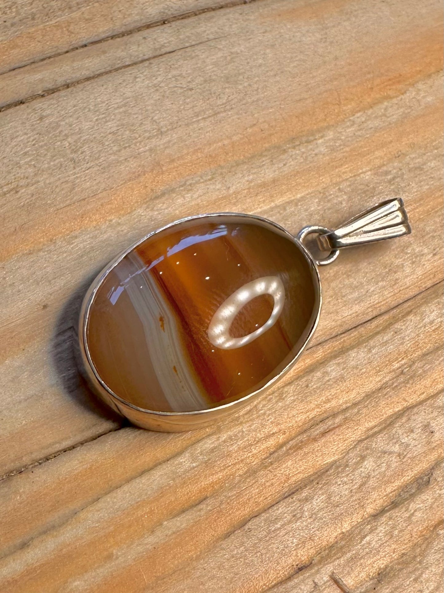 Vintage Banded Agate 925 Silver Pendant