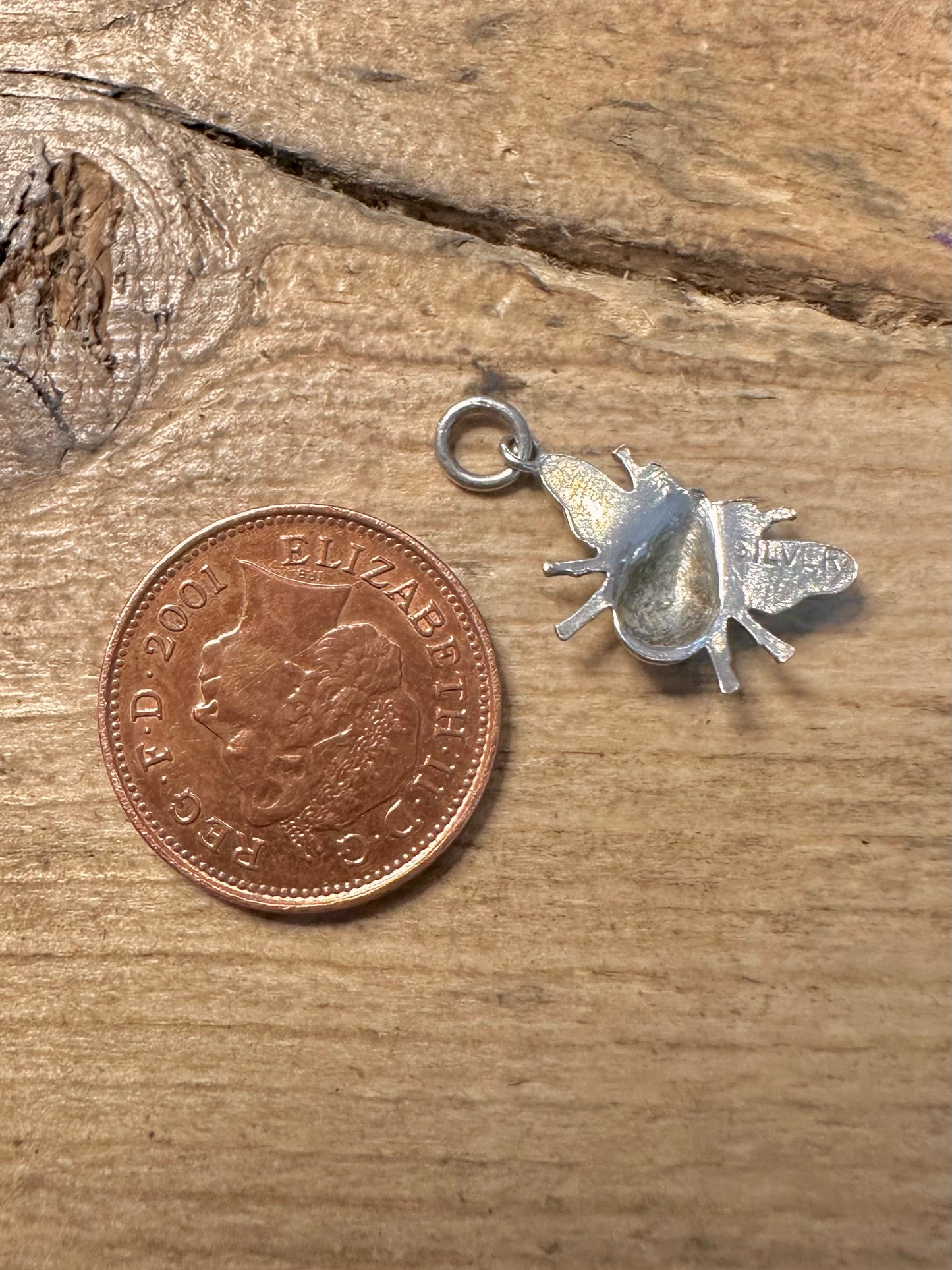 Vintage Bee with Enamel Wings 925 Silver Pendant