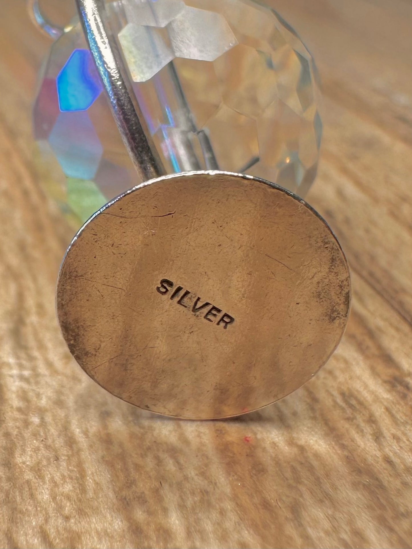 Vintage Crystal Globe 925 Sterling Silver Charm Pendant