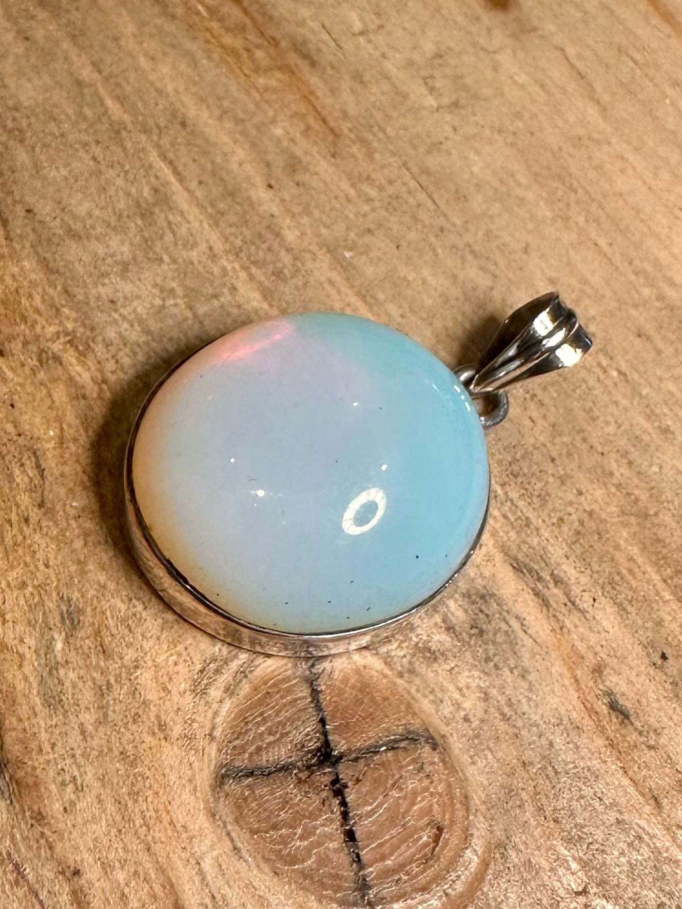 Modern Opalite Oval 925 Silver Pendant