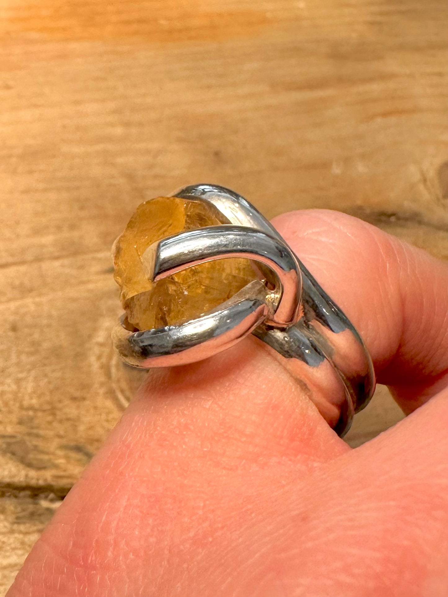Modernist Abstract Quarts 925 Silver Size L Ring