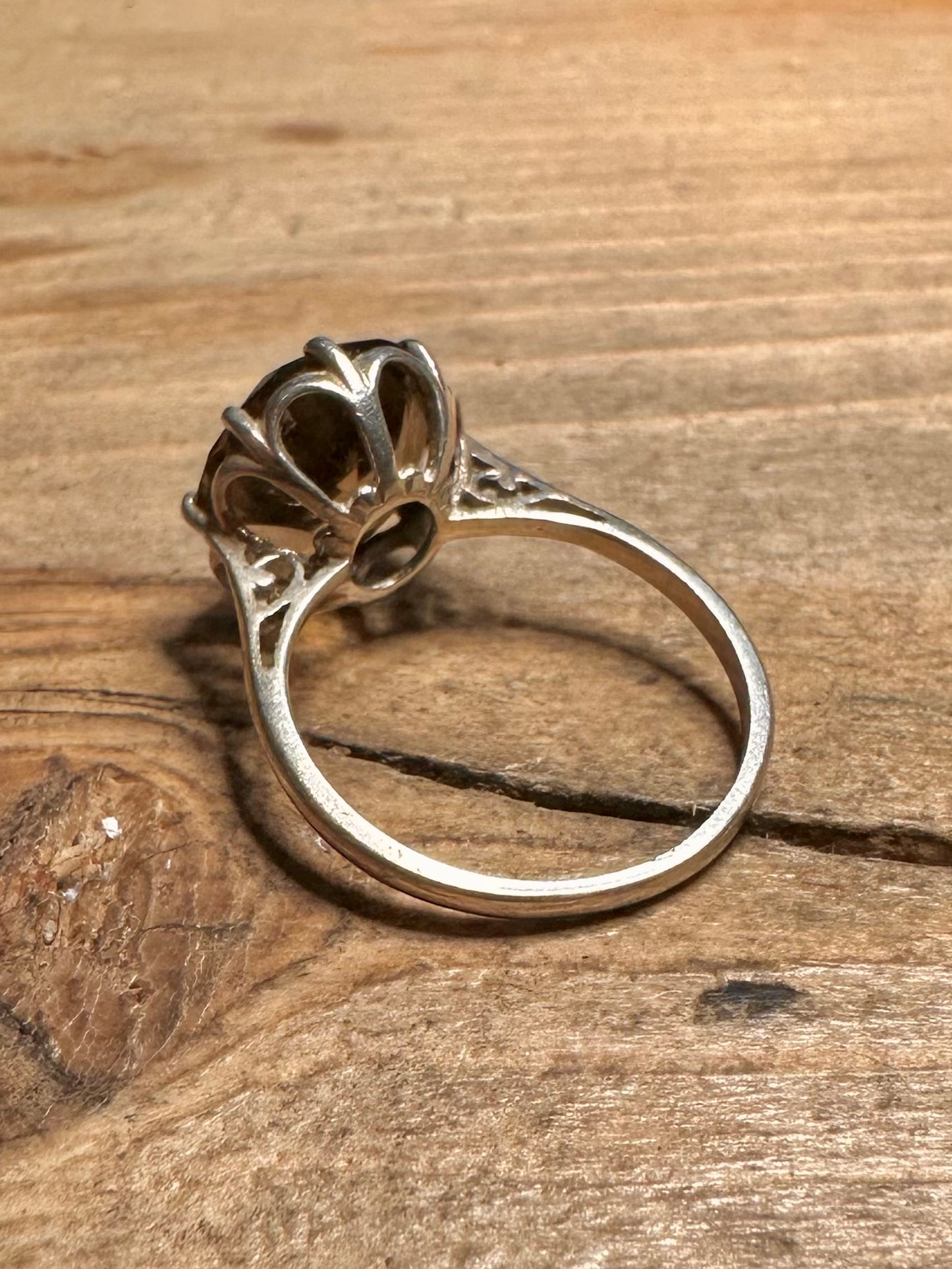 Vintage Smokey Quarts 925 Silver Size O Ring