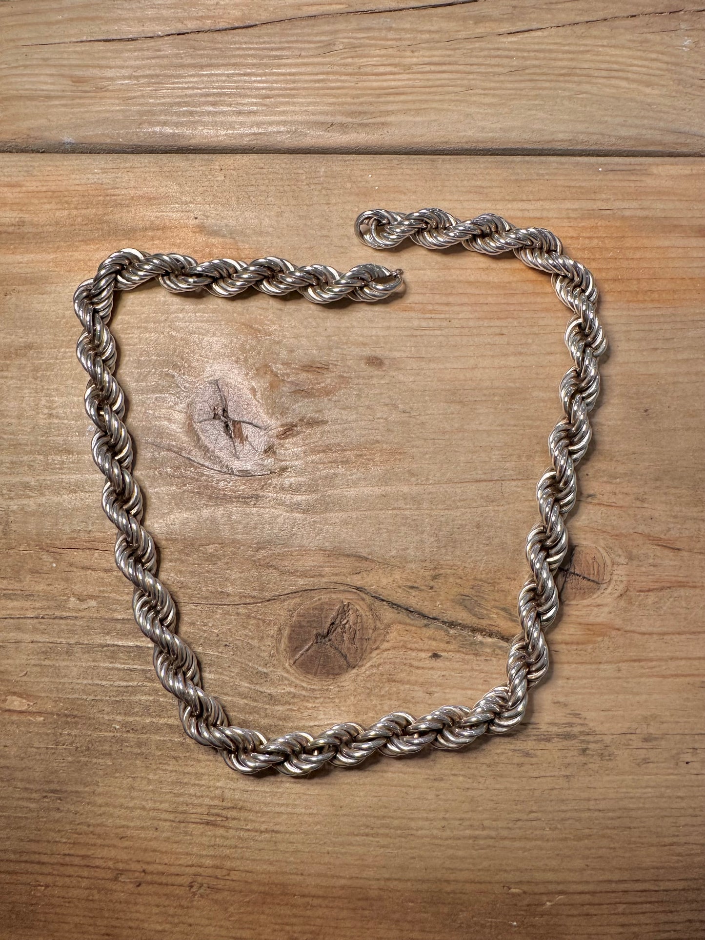 Vintage Chunky Rope Chain 925 Silver 18 inch Necklace