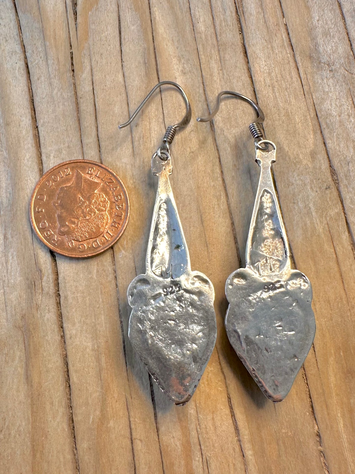 Vintage Turquoise Boho Dangle 925 Silver Earrings