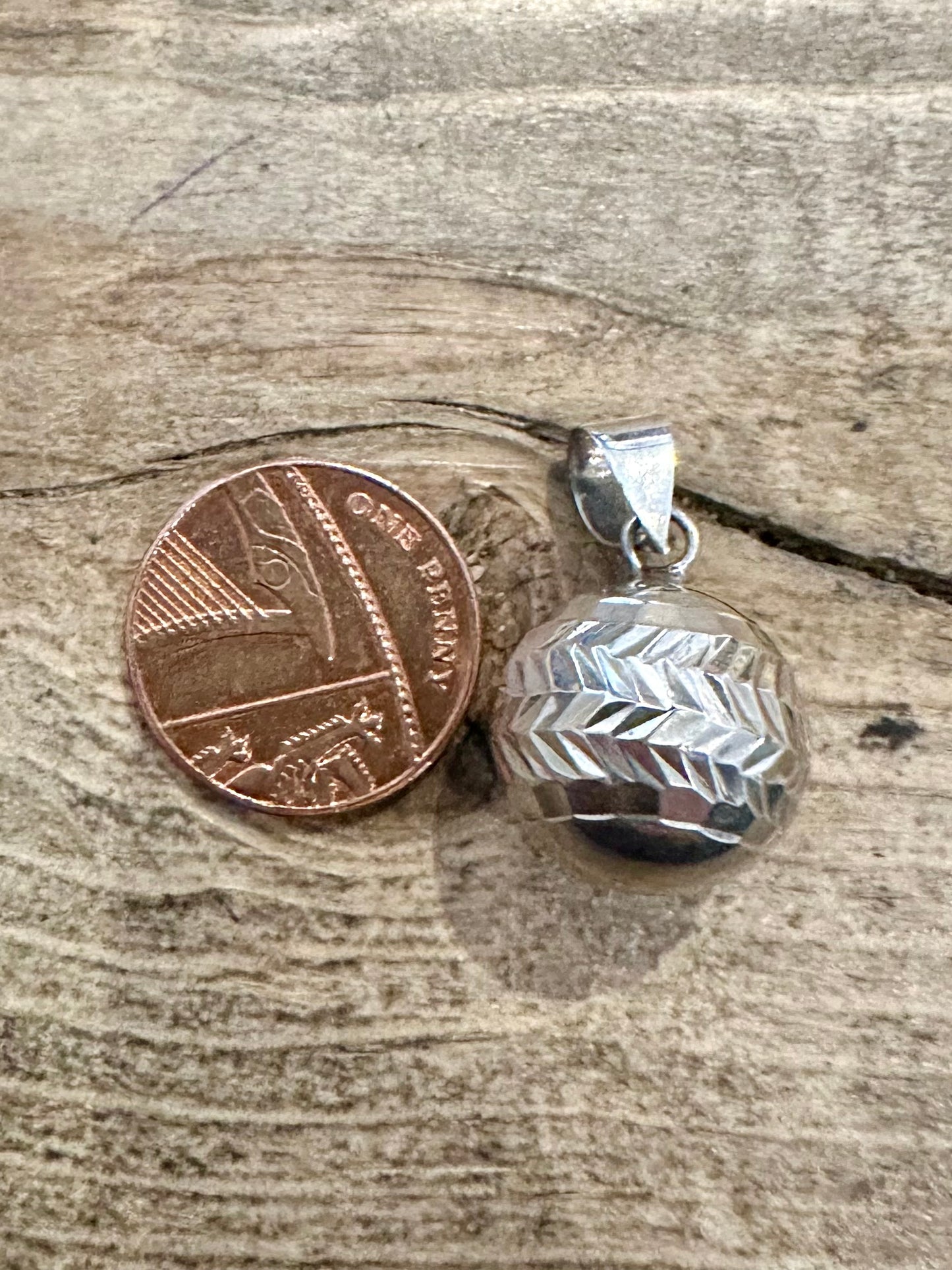 Vintage Engraved Chime Ball 925 Silver Pendant